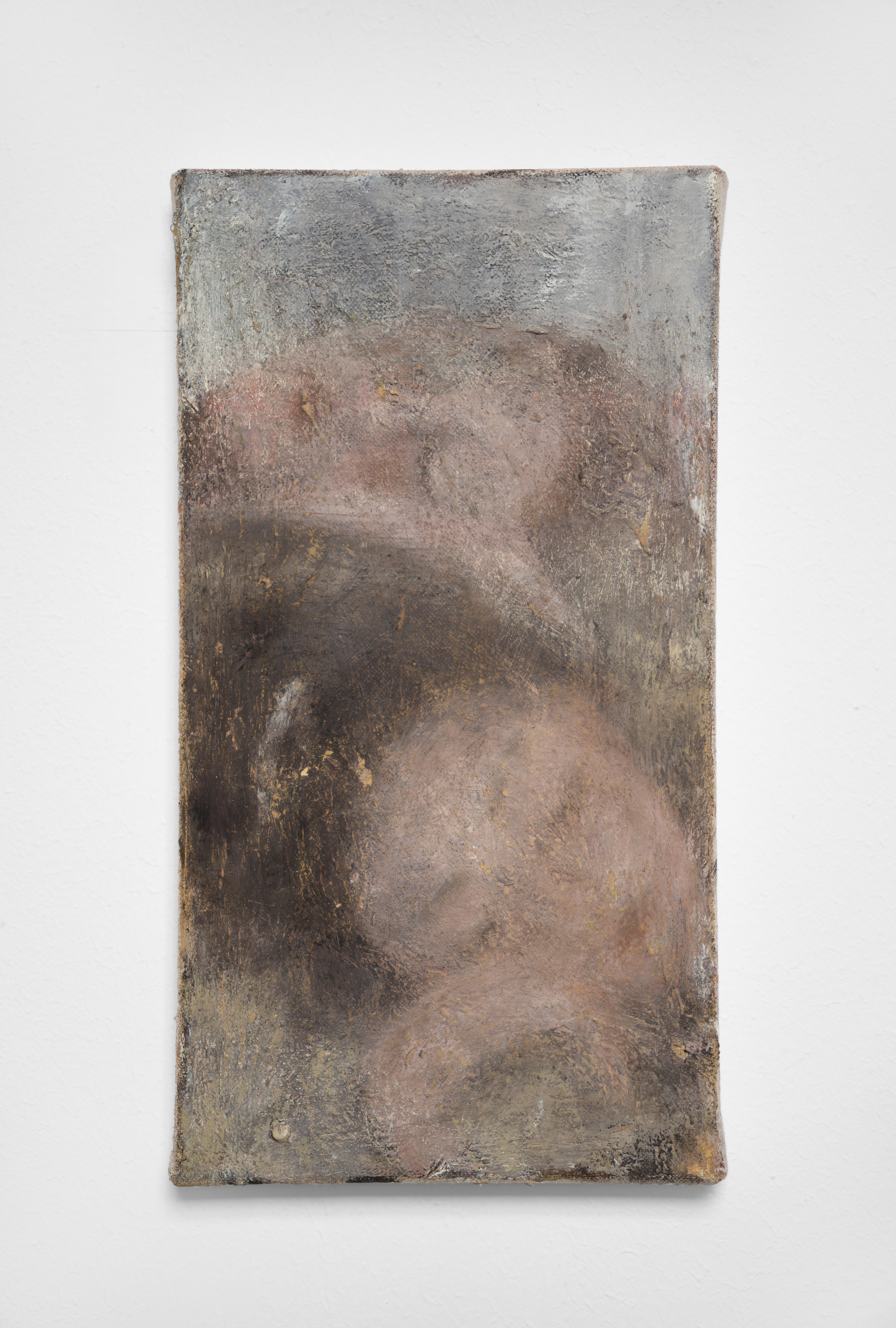 Merve Ceylan, der letzte schnee, 2026 , oil, pigment, beeswax and clay ground on canvas, 30 x 16 cm 