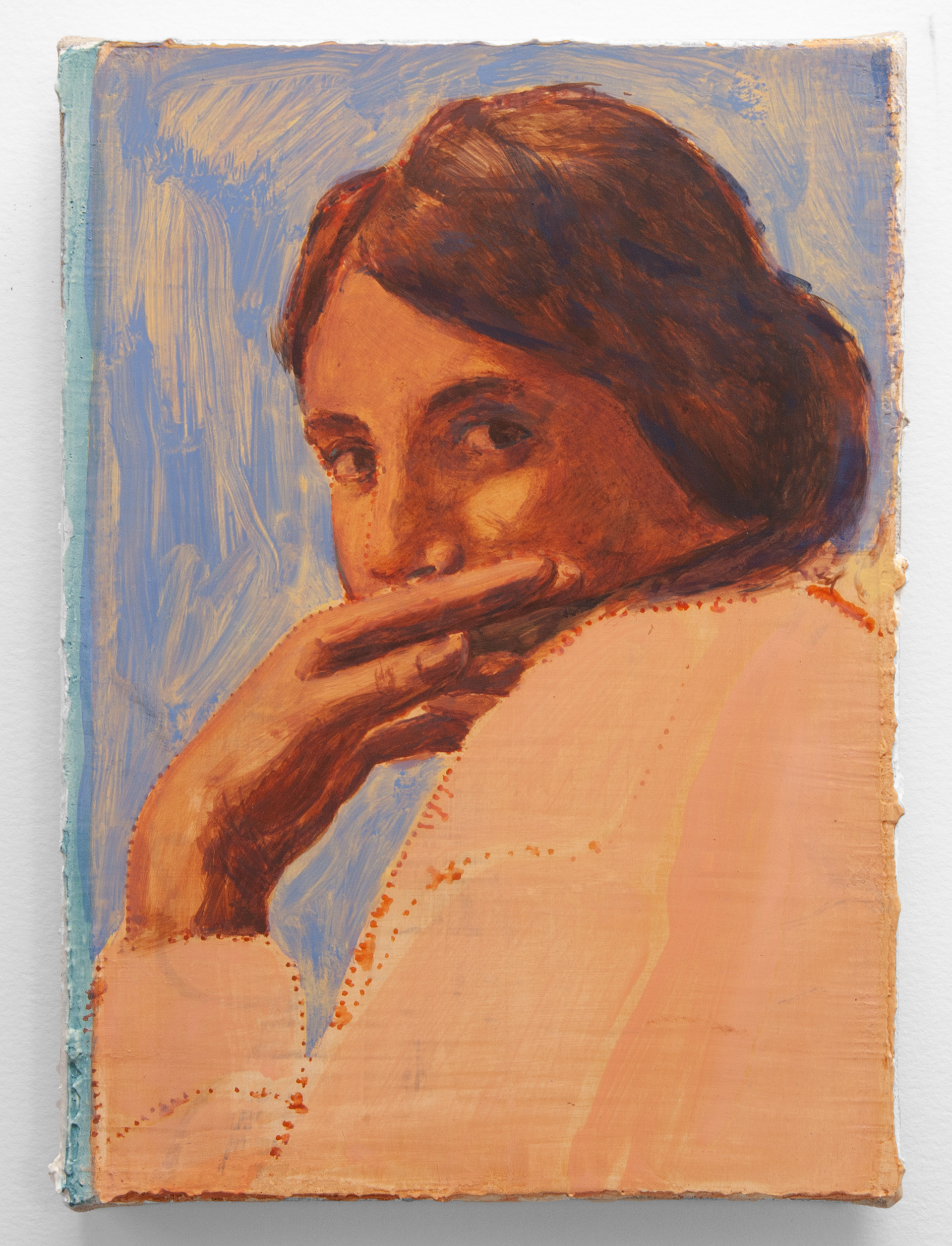 Nicolas Gaume, sans-titre, les doigts de craie, 2022 Huile sur toile 22 x 16 cm