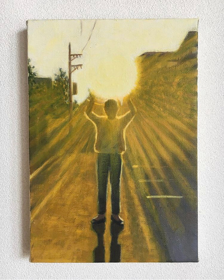 “Lifting Up the Sun” (2021) 22.7x15.8cm, oil on linen