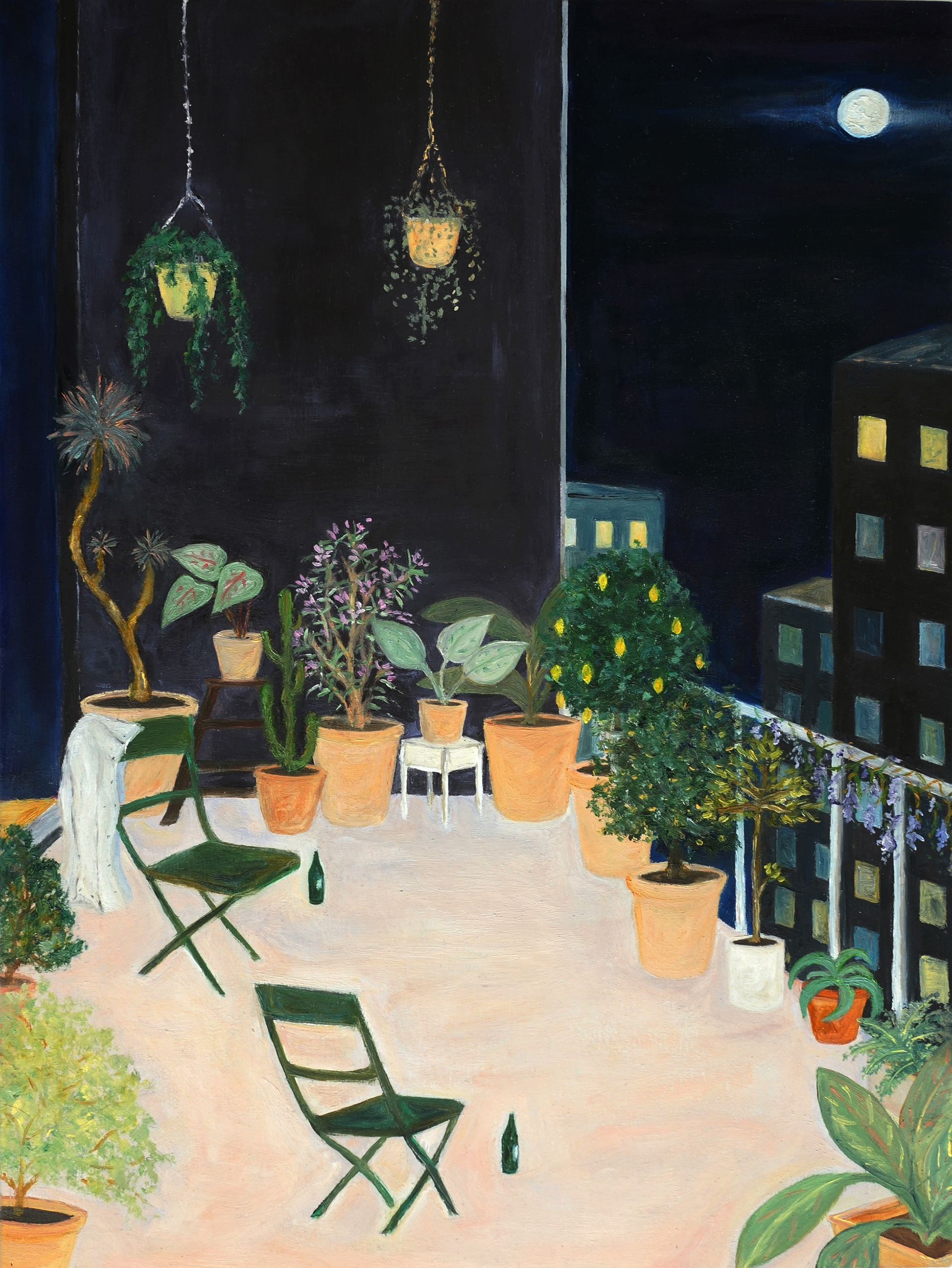 Un Jardin dans la ville huile sur bois 30x40cm Paris, 2020, partie de l’exposition «Big others», Kobo Art Space Zurich, 2020.
