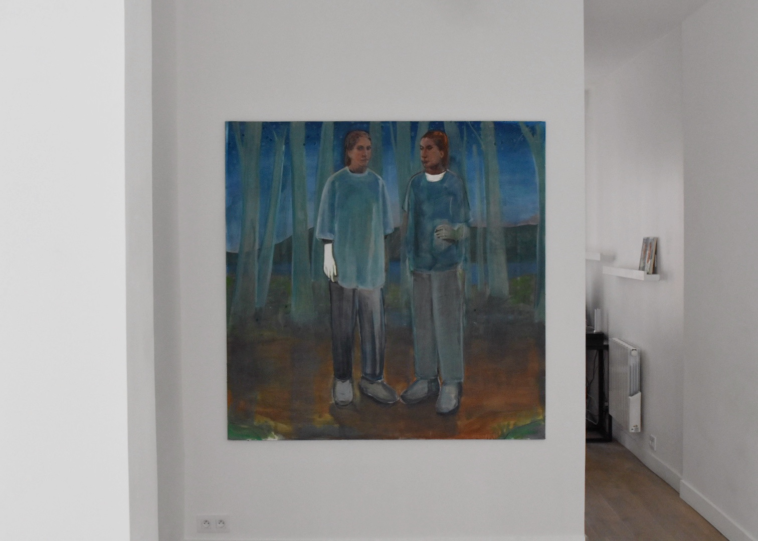 Nicolas Gaume, sans-titre, les doigts de craie, 2022 Huile et fusain sur toile 150 x 150 cm © Clara Trottet