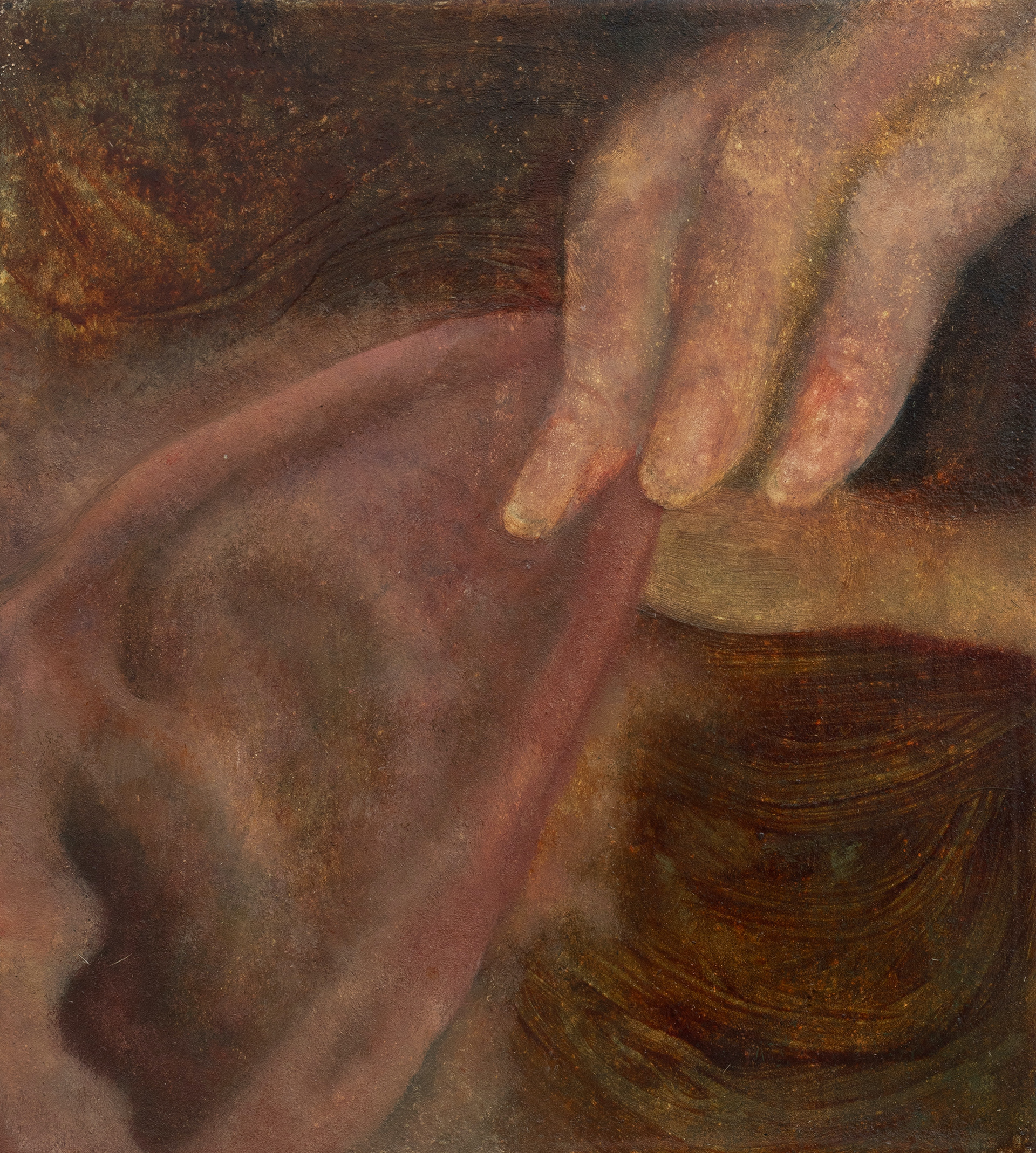 Pauline Rintsch, keine mangelnde Zärtlichkeit, 2025, huile sur toile de lin, 20,32 x 22,86 cm