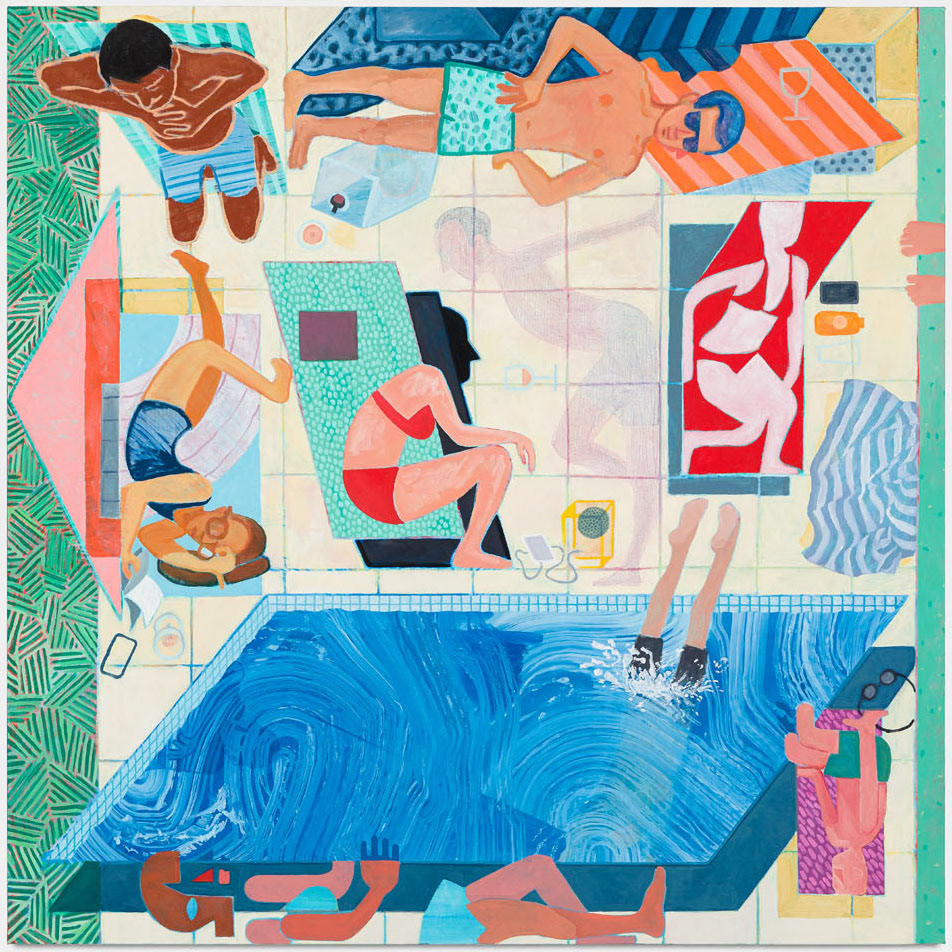 Les Baigneurs, 2021, huile sur toile, 160 x 160 cm_photo © Romain Darnaud
