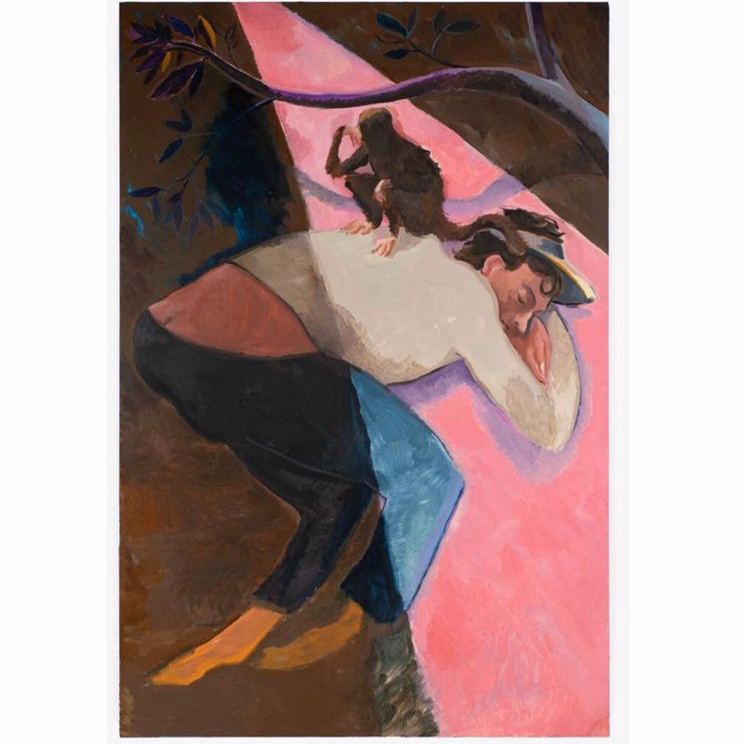Singe sur l’épaule, 2020, Huile sur toile,
193 x 130 cm