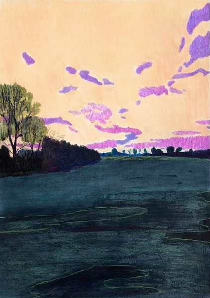 DUSK.(Melancholy) Drawing. Color pencil and Chalk on paper 60x42cm, 2020 Bullerup, Denmark