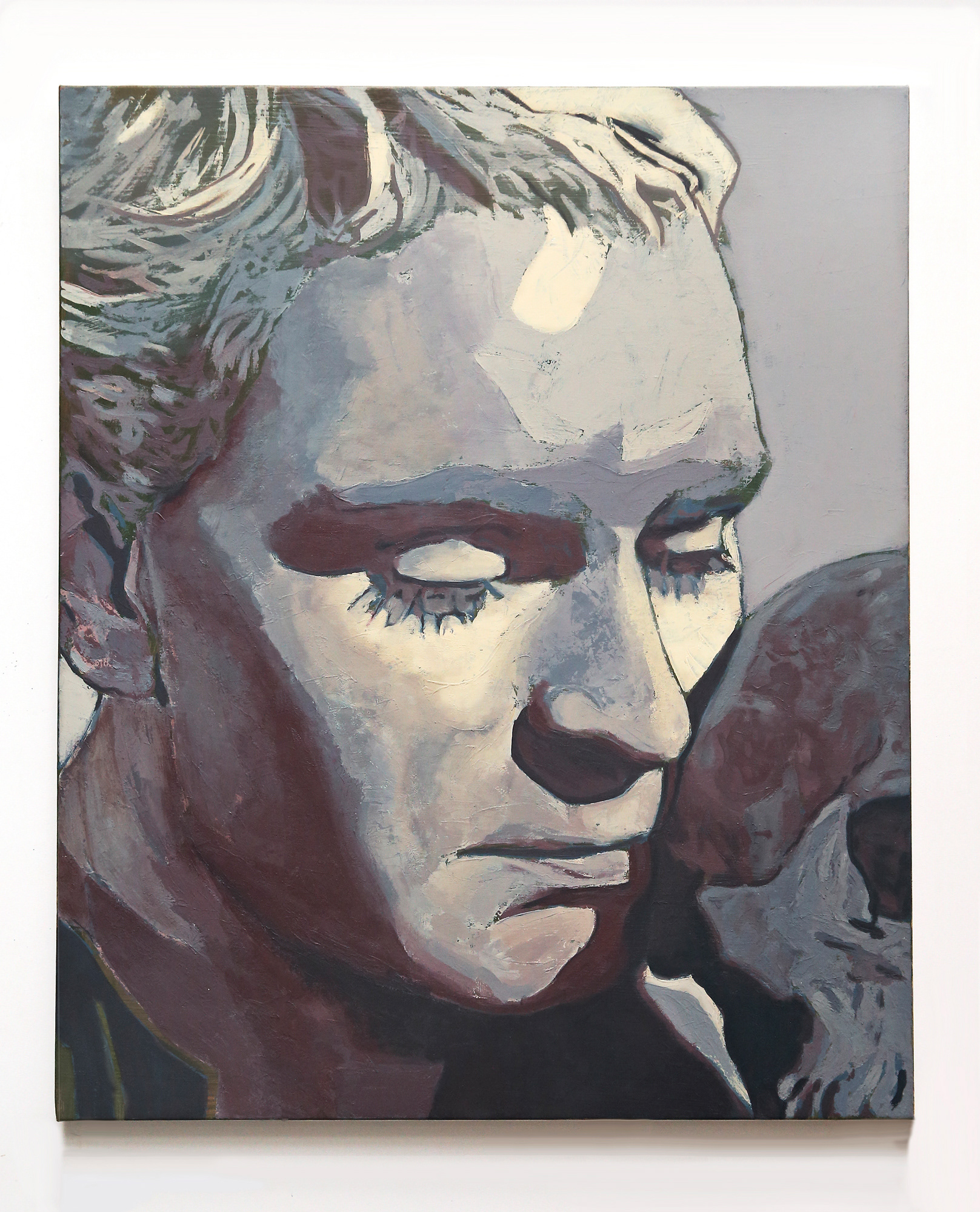 Grey Portrait (From Hamlet), 2019, 73 x 60 cm, Colored Gesso and Cera-Colla on Canvas