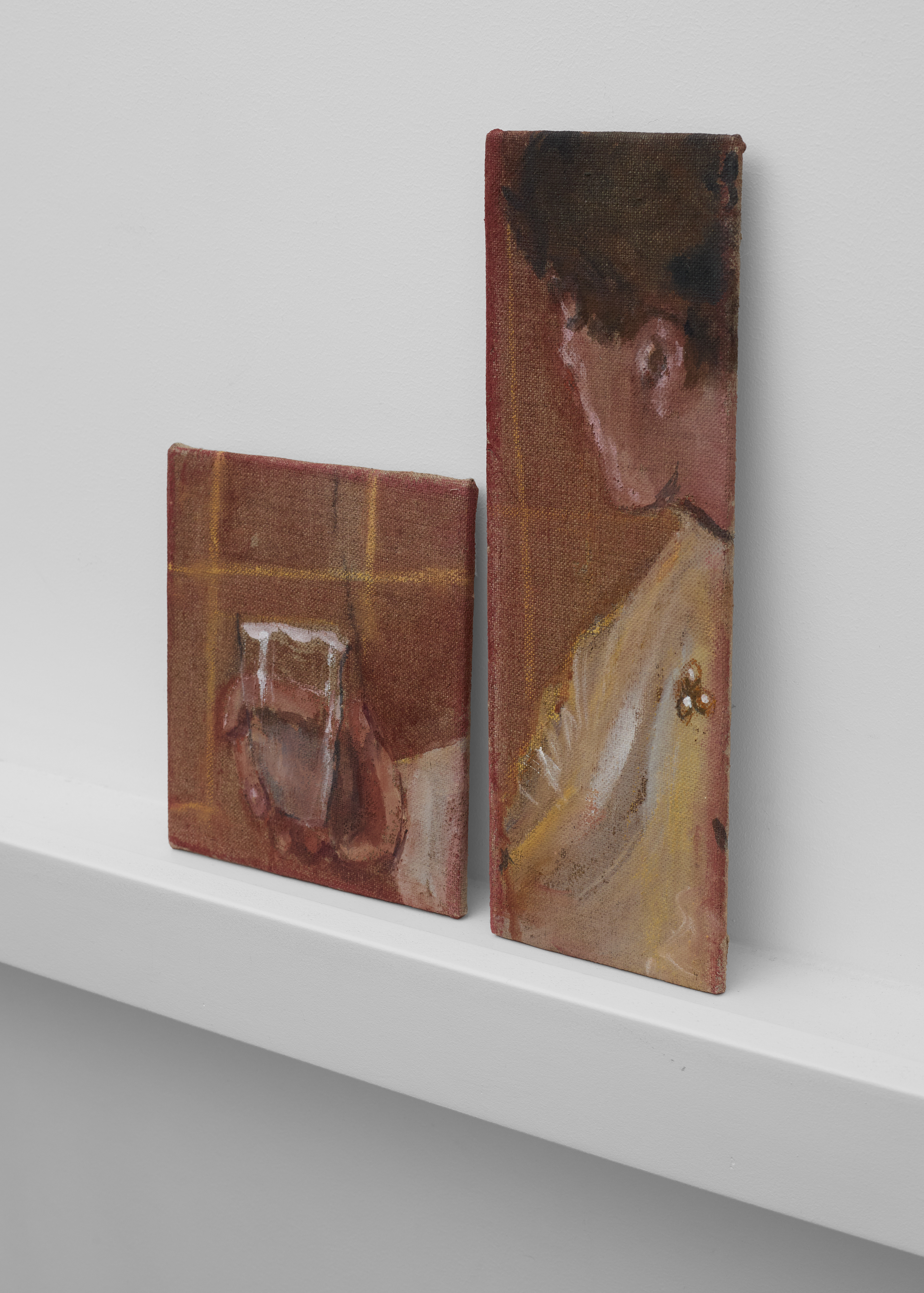 Cécile Lempert, Splits and Screens IV, 2025, détrempe et pastel sur toile marouflée sur bois ©Albane Durand-Viel