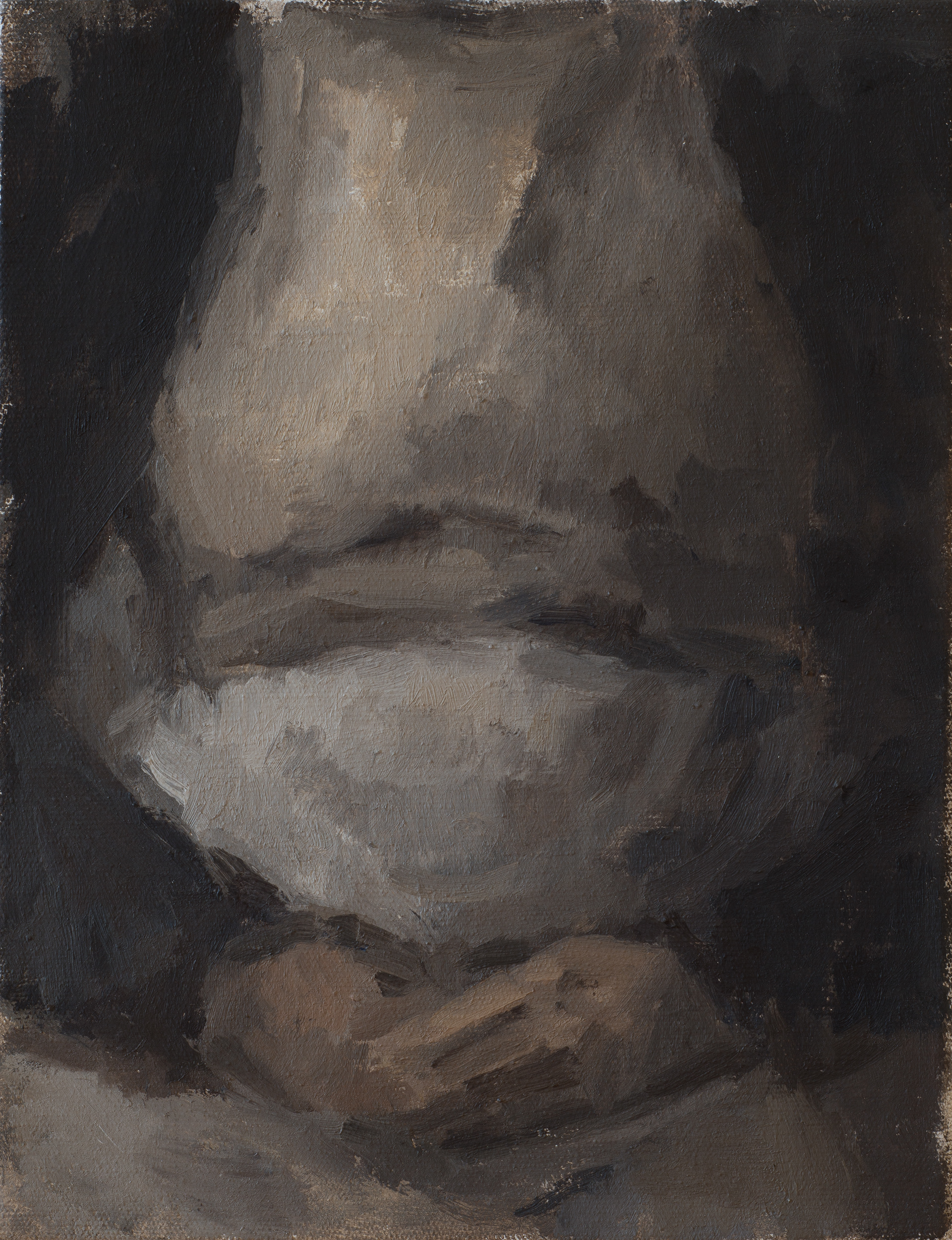 Trois tabliers, 2016, huile sur toile, 18x14cm