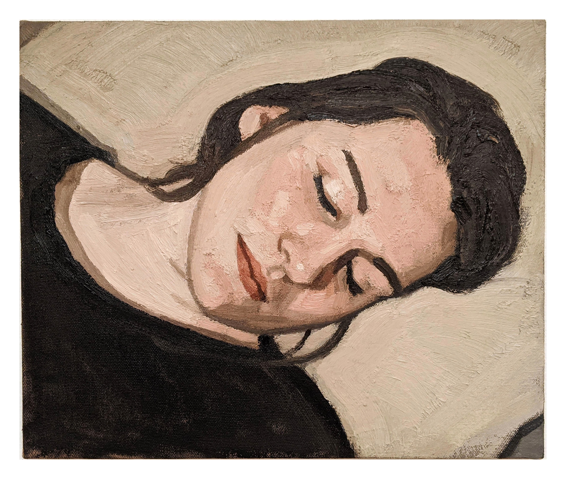 Camille endormie, 2020, huile sur toile, 46x55cm
