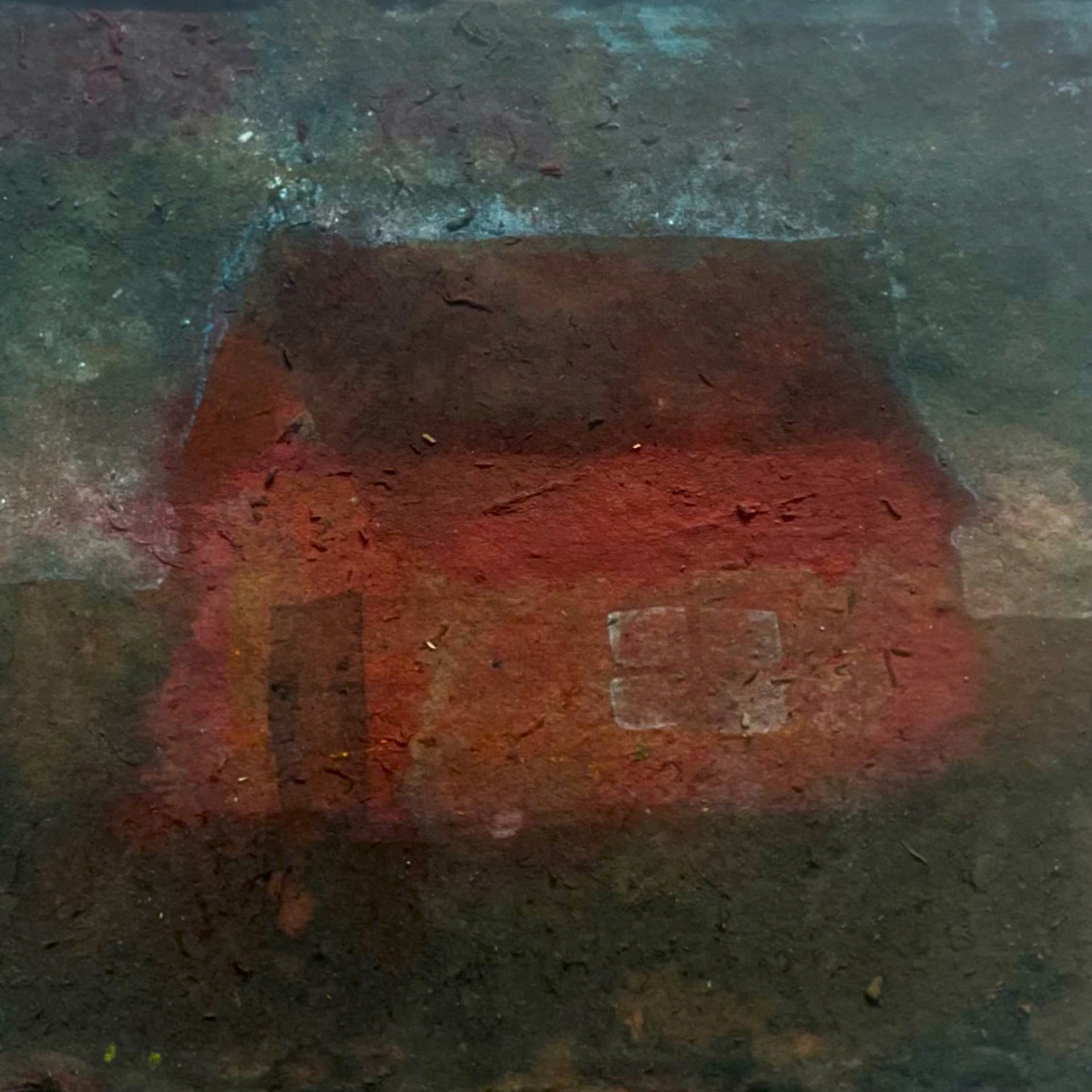 Maxime Testu, La maison rouge, 2025, aquarelle sur papier, 32,5 x 23,5 x 4 cm