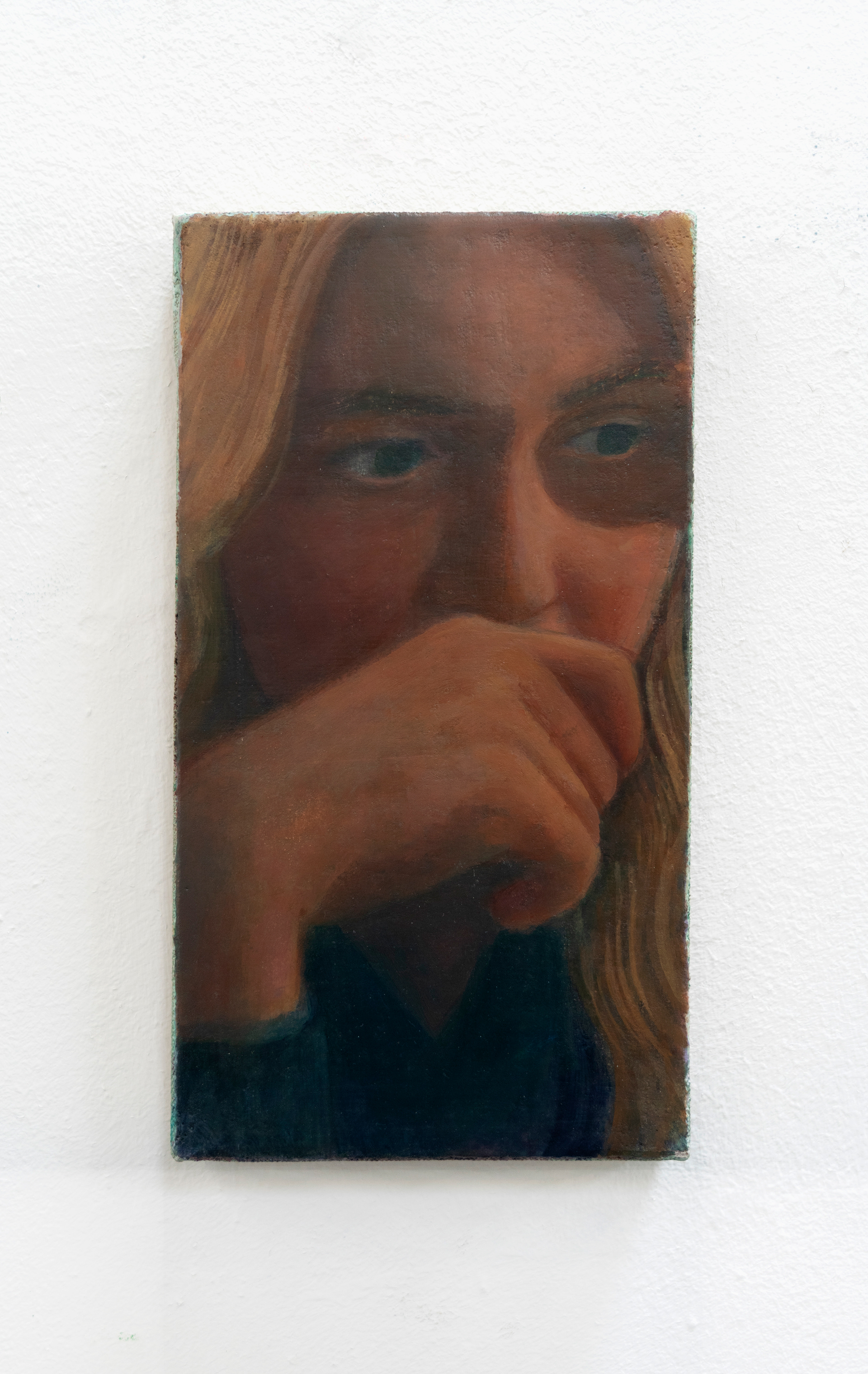 Johan Larnouhet, Sans titre (close-up portrait), 2025, oil on canvas,  22 x 12 cm  