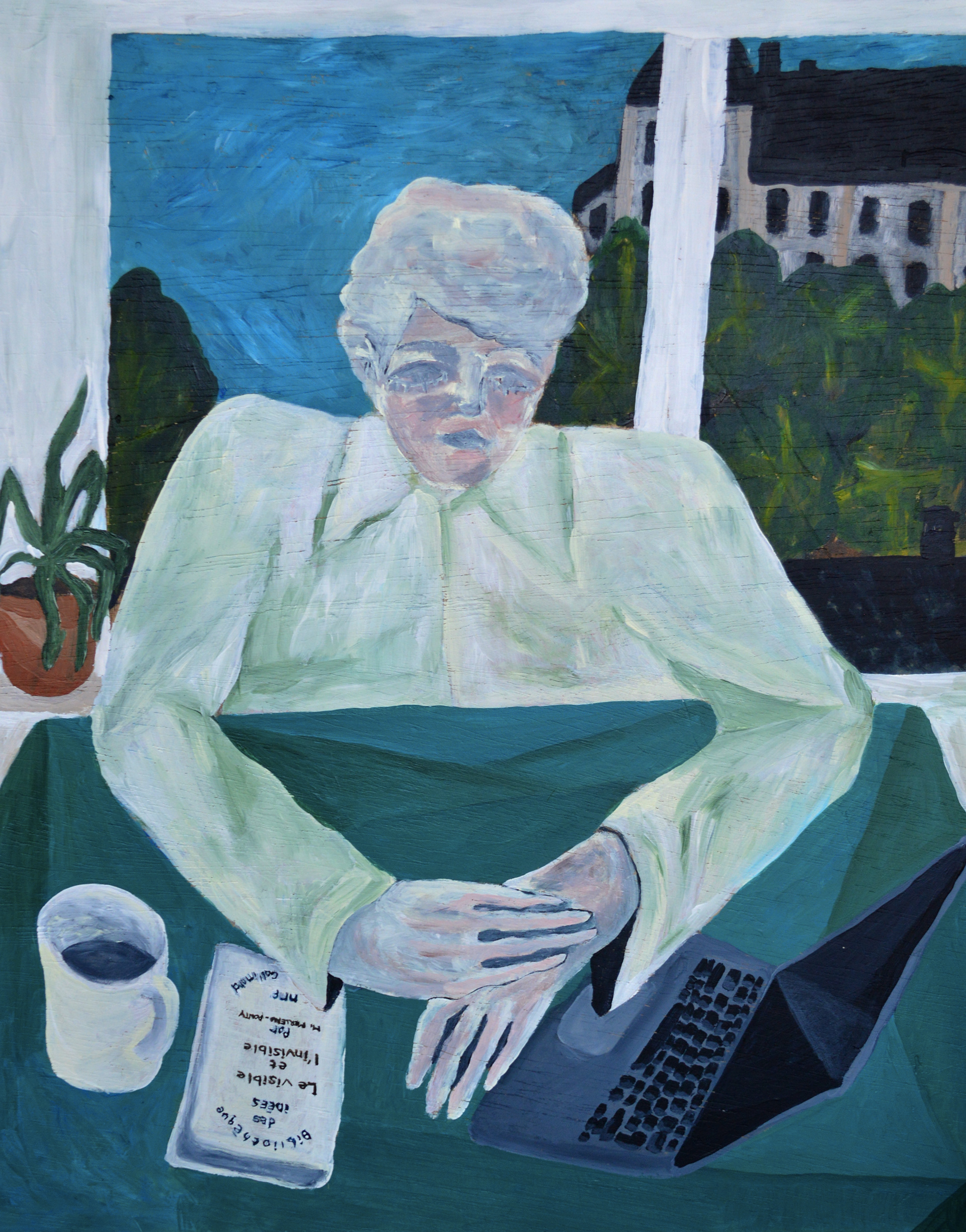 L’Autoportrait à la fenêtre, sous Saint-Just', Acrylic on wood panel, 45x55.5 cm