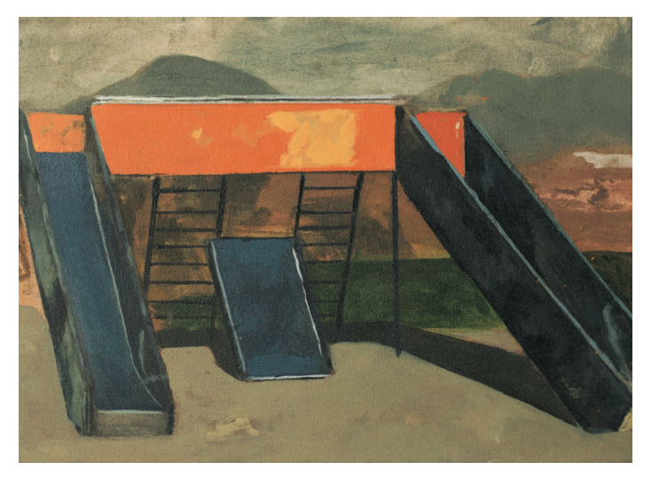 Toboggan, 33x22cm, 2017 huile sur toile