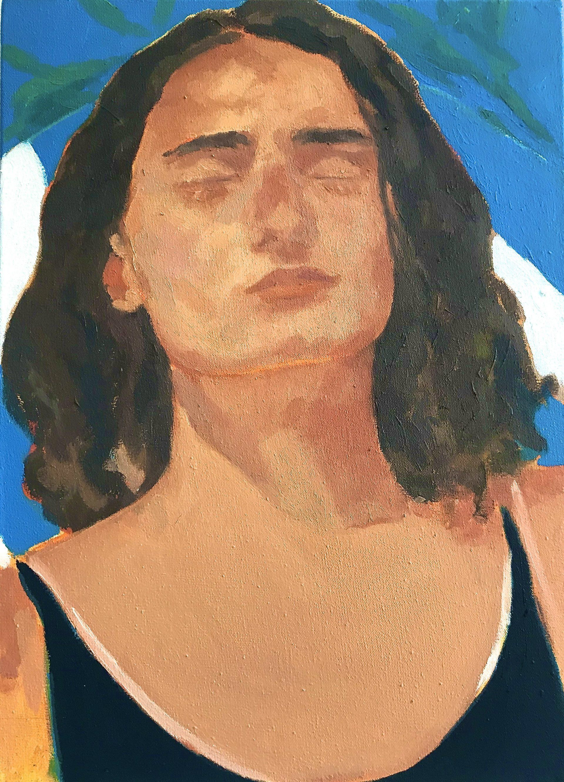 Autoportrait à 14 heures (Udaipur), 2018, 33 x 24 cm, huile sur toile