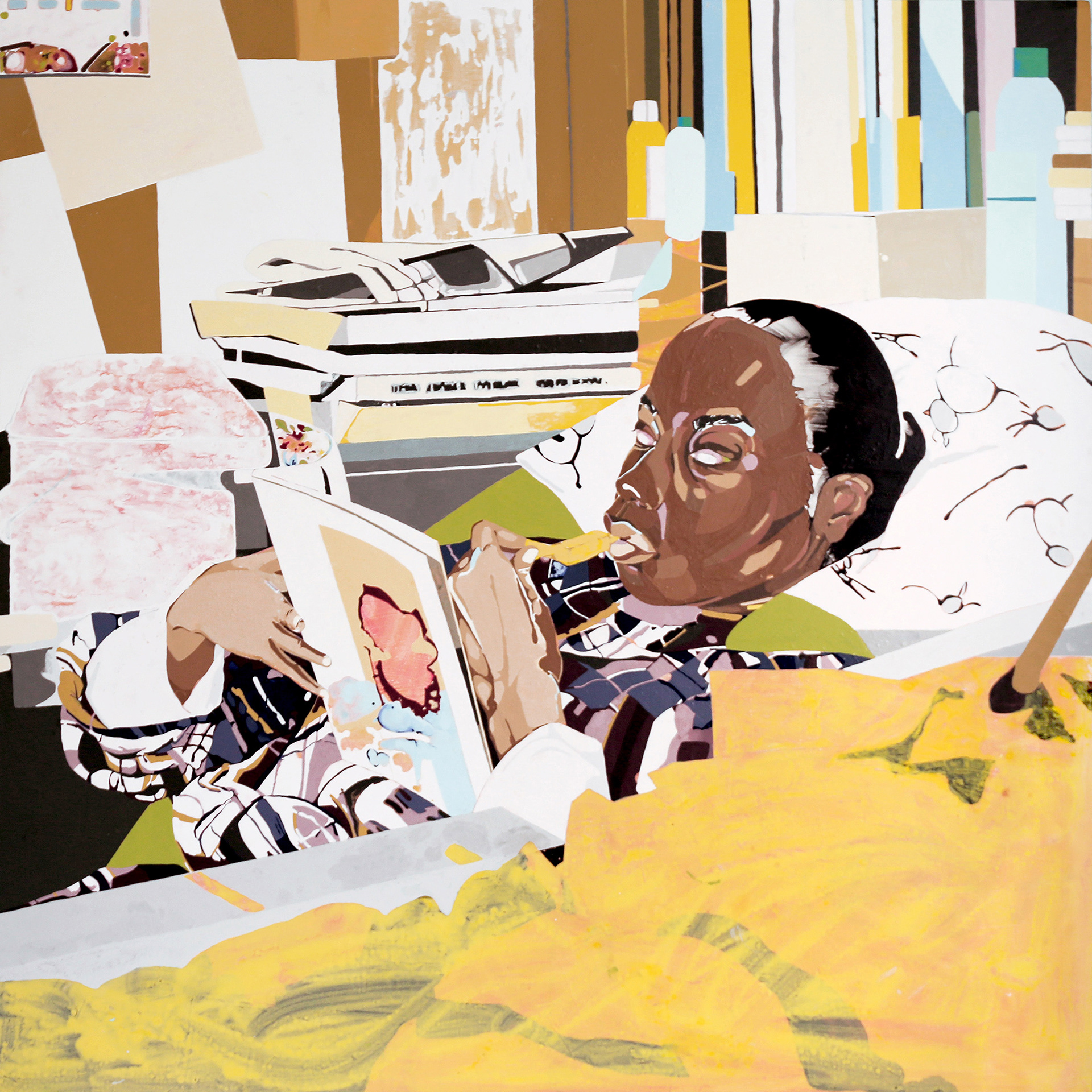 Hikikomori 1, 2020, Acrylique sur contreplaqué, 122 x 122 cm