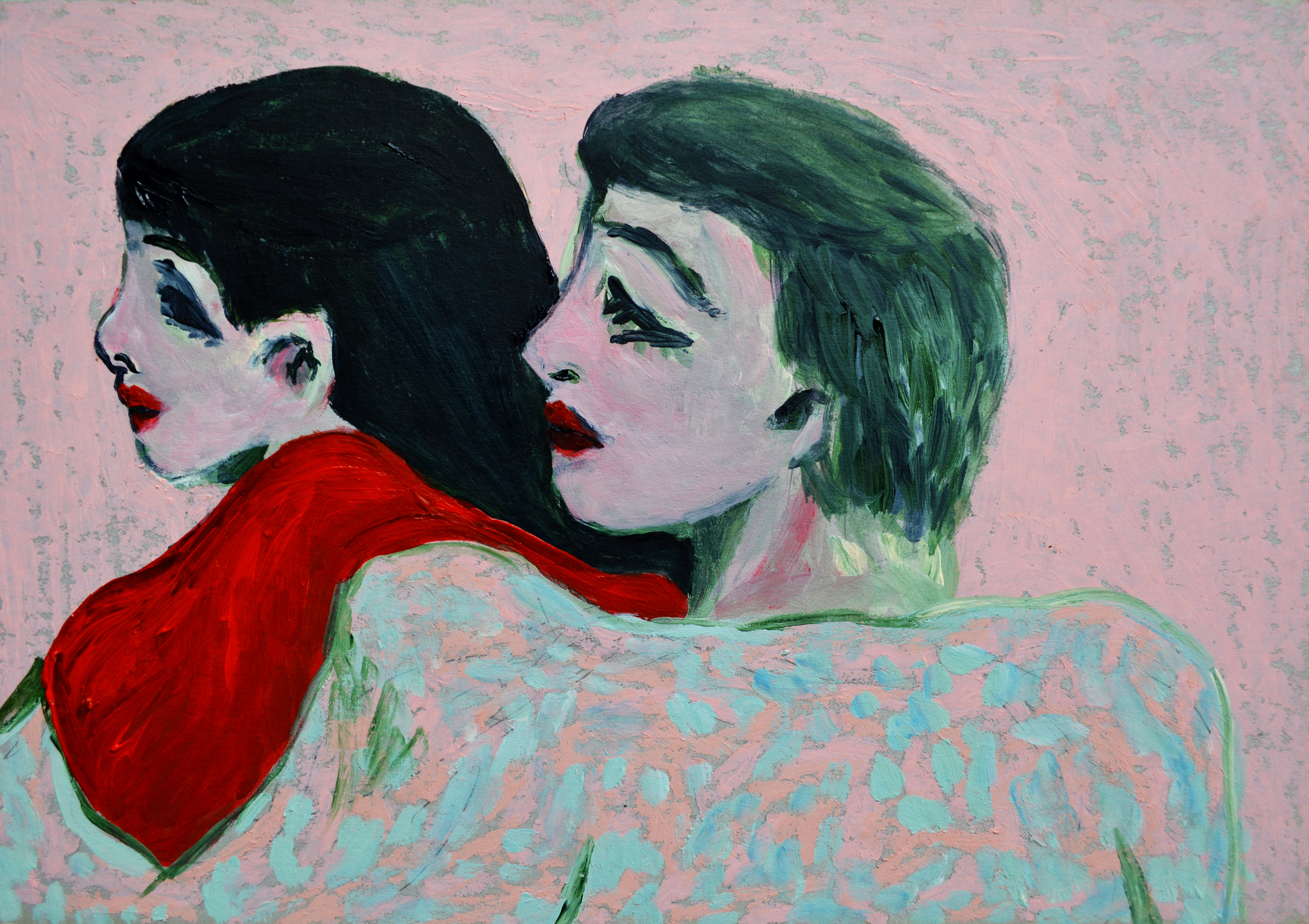 ´Les amants', Oil pastels and acrylic on cardboard, 21x29.7 cm