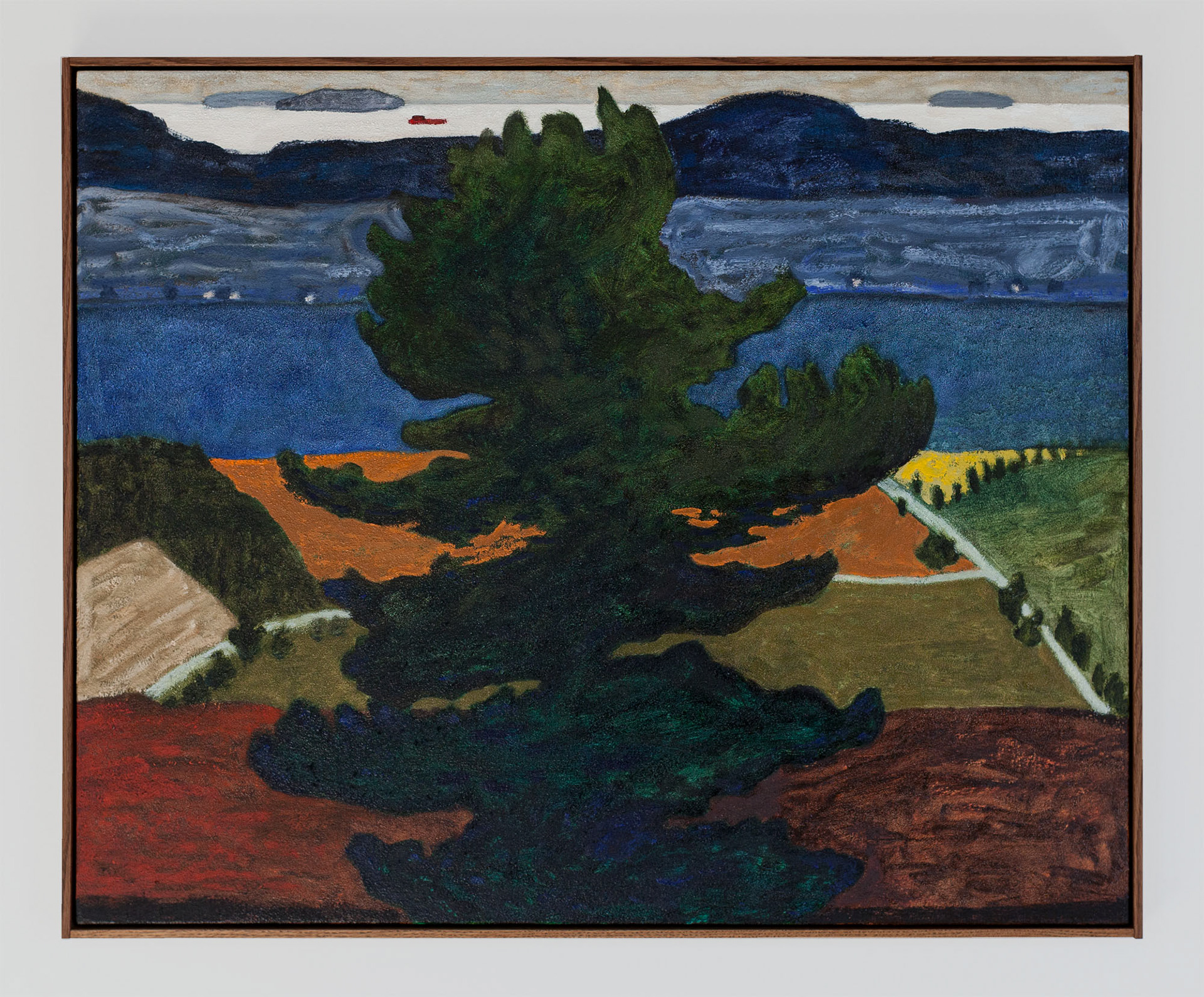 Two Lakes 2020, Oil and sand on panel, 33 x 26 in