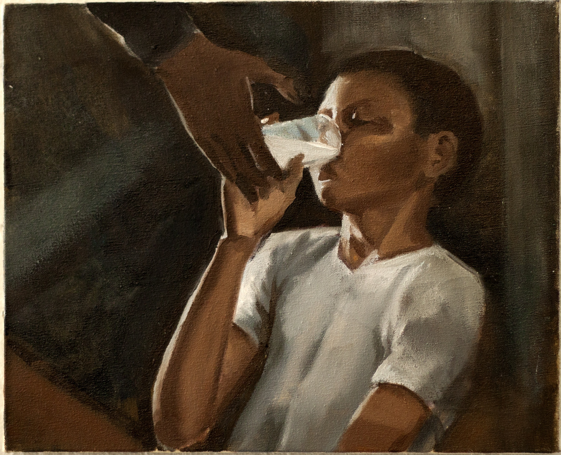 Lait paternel, 2018, huile sur toile 16x22cm