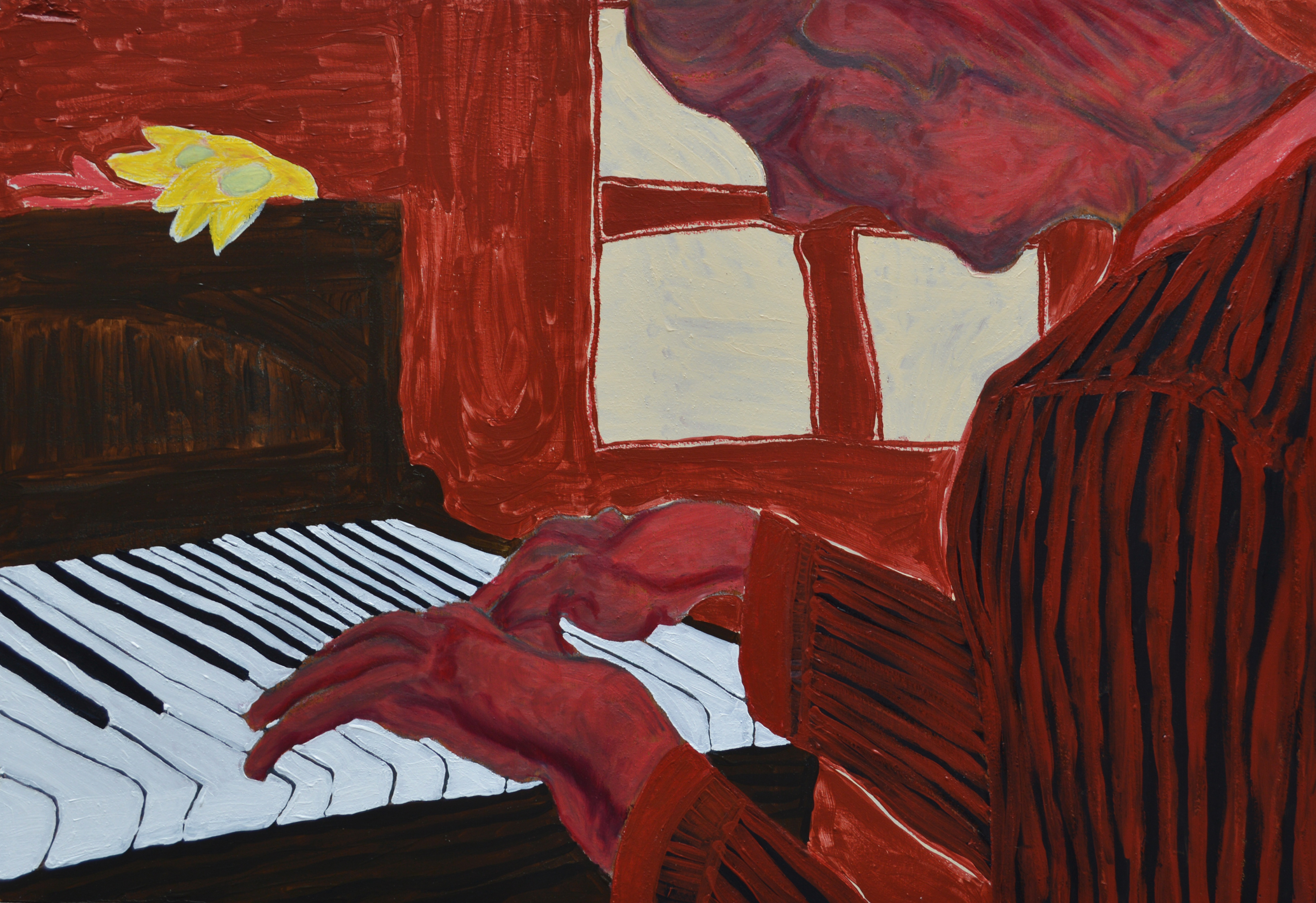 'L’architecte', Oil pastels, acrylic and graphite on wood panel, 60.5x86 cm