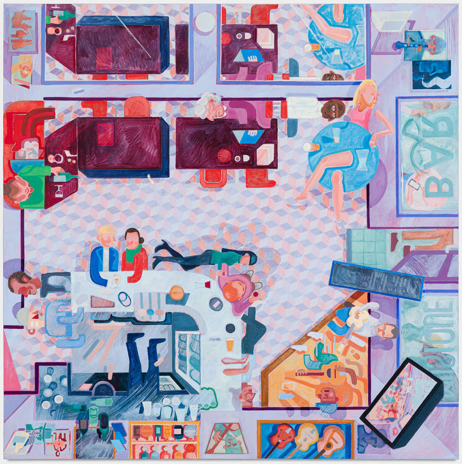 Café-Bar (VI), 2020, huile sur toile, 150 x 150 cm © Romain Darnaud