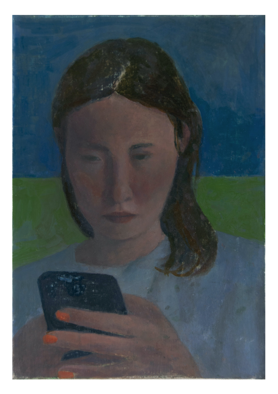 Johan Larnouhet, Message, 2024, oil on canvas,  27 x 19 cm  