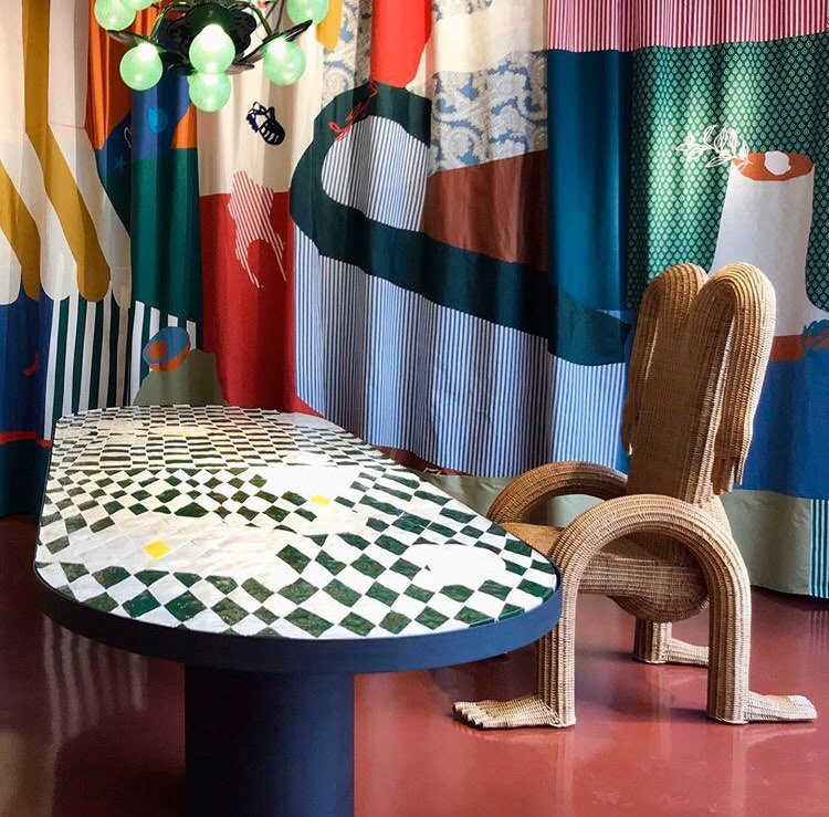 Projet « Feuille d’Automne », table en faïence réalisée en collaboration avec India Mahdavi, 2020.