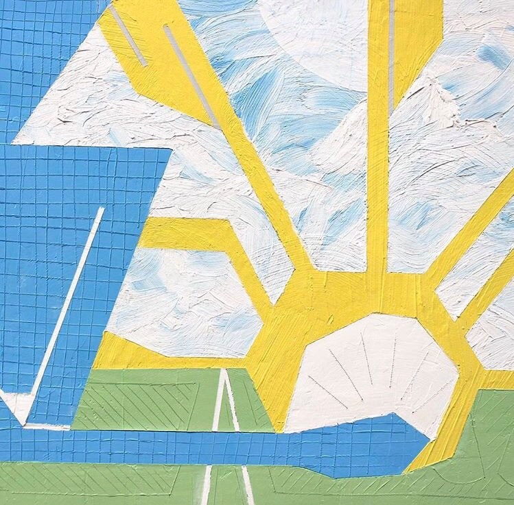 Détail. La mosaïque et la sculpture, 2017, enduit sur bois.