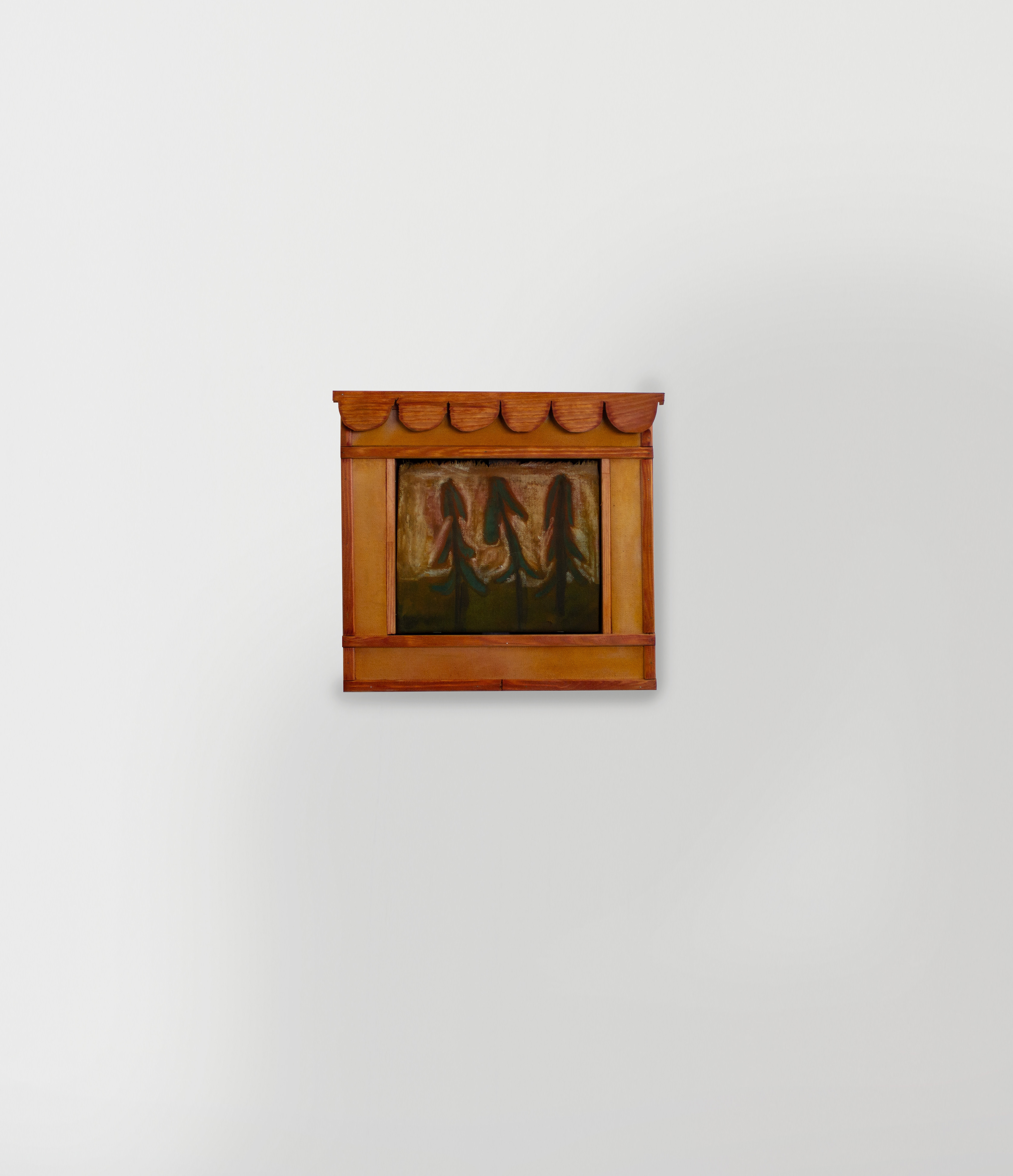 Maxime Testu, Les trois arbres, 2025, pigments, fusains, encres, bois, 30x30 cm