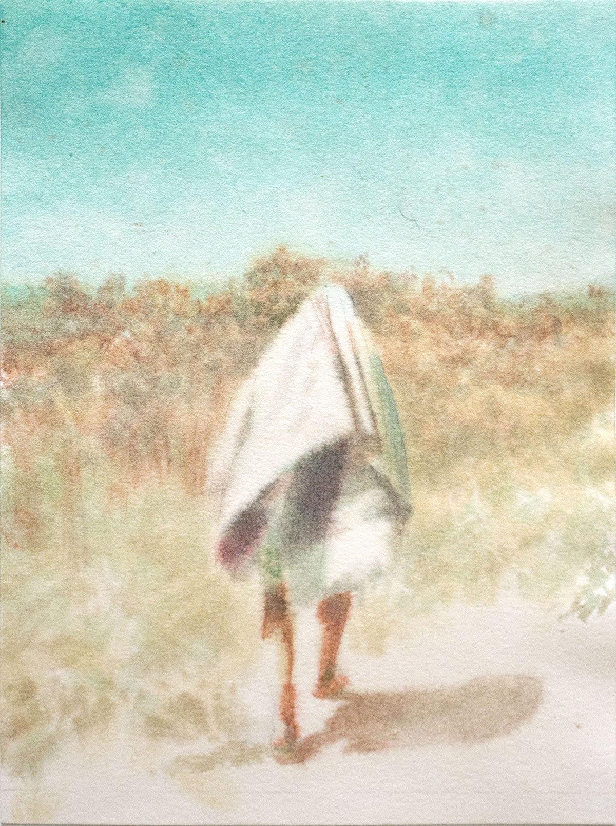 Le Marcheur (Emeraude) 2020, 17x23cm, aquarelle sur papier