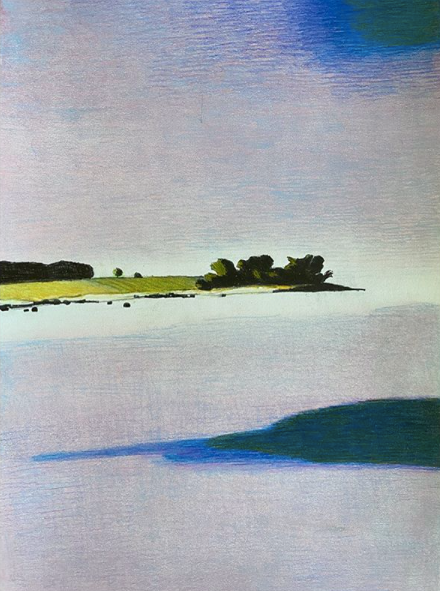 SUMMER EVENING . Drawing colorpencil, 42x30cm, 2020.