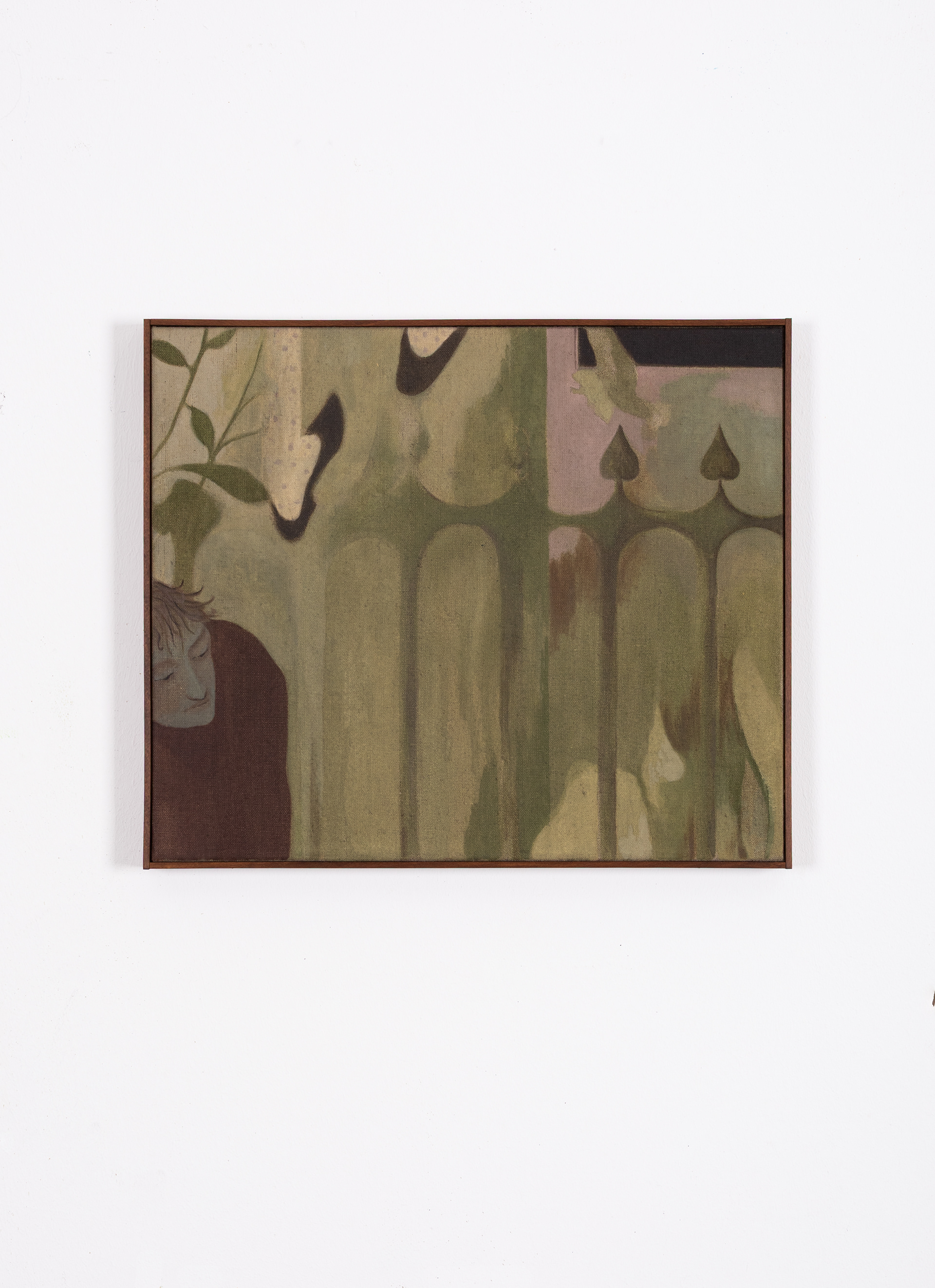 Ole Goldt, Zaungast, 2026, huile sur toile de lin, cadre de l’artiste, 50 x 42 cm