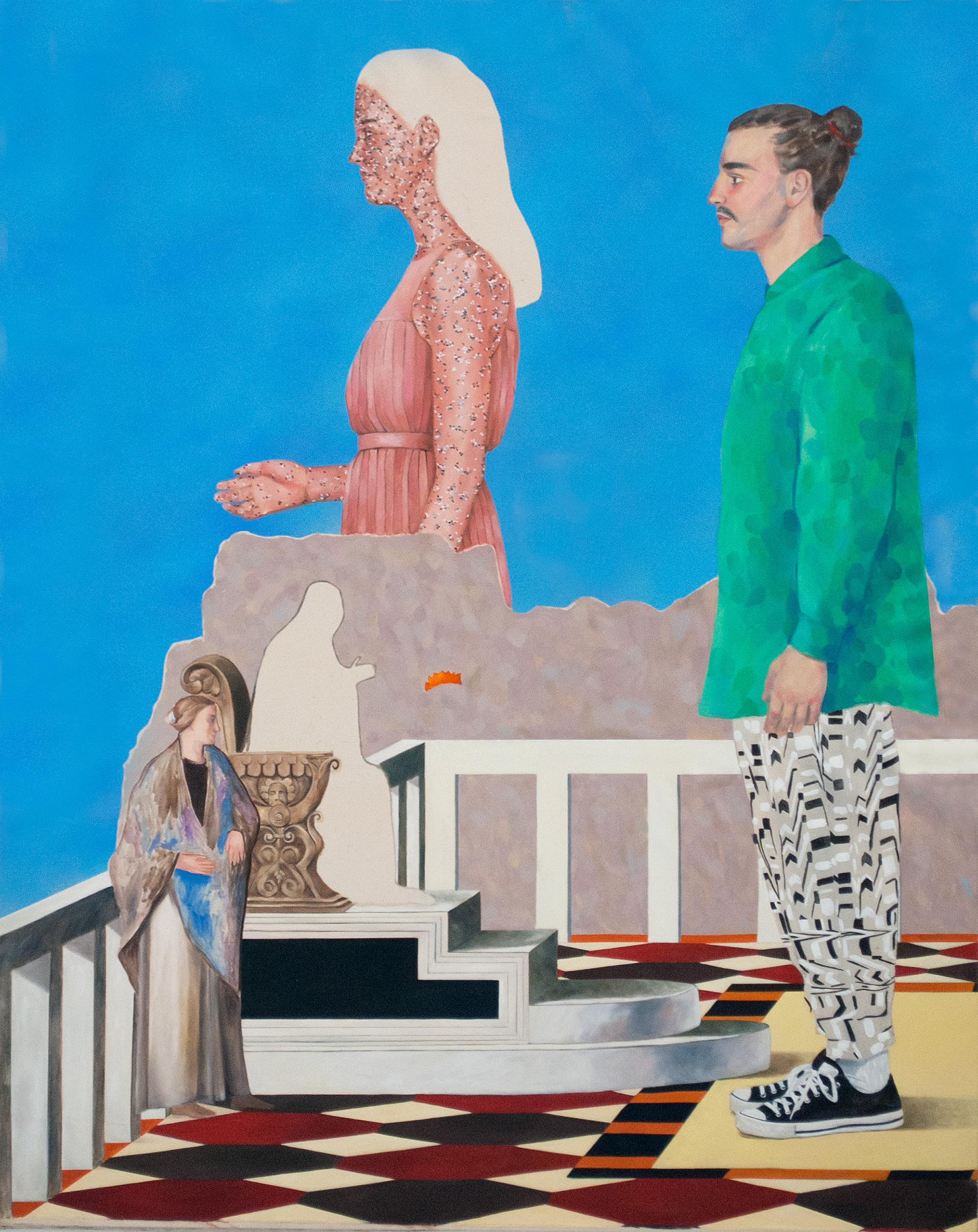 Les choses qui sont cachées derrière les choses, 2018, 162 × 130 cm, Huile et acrylique en spray sur toile