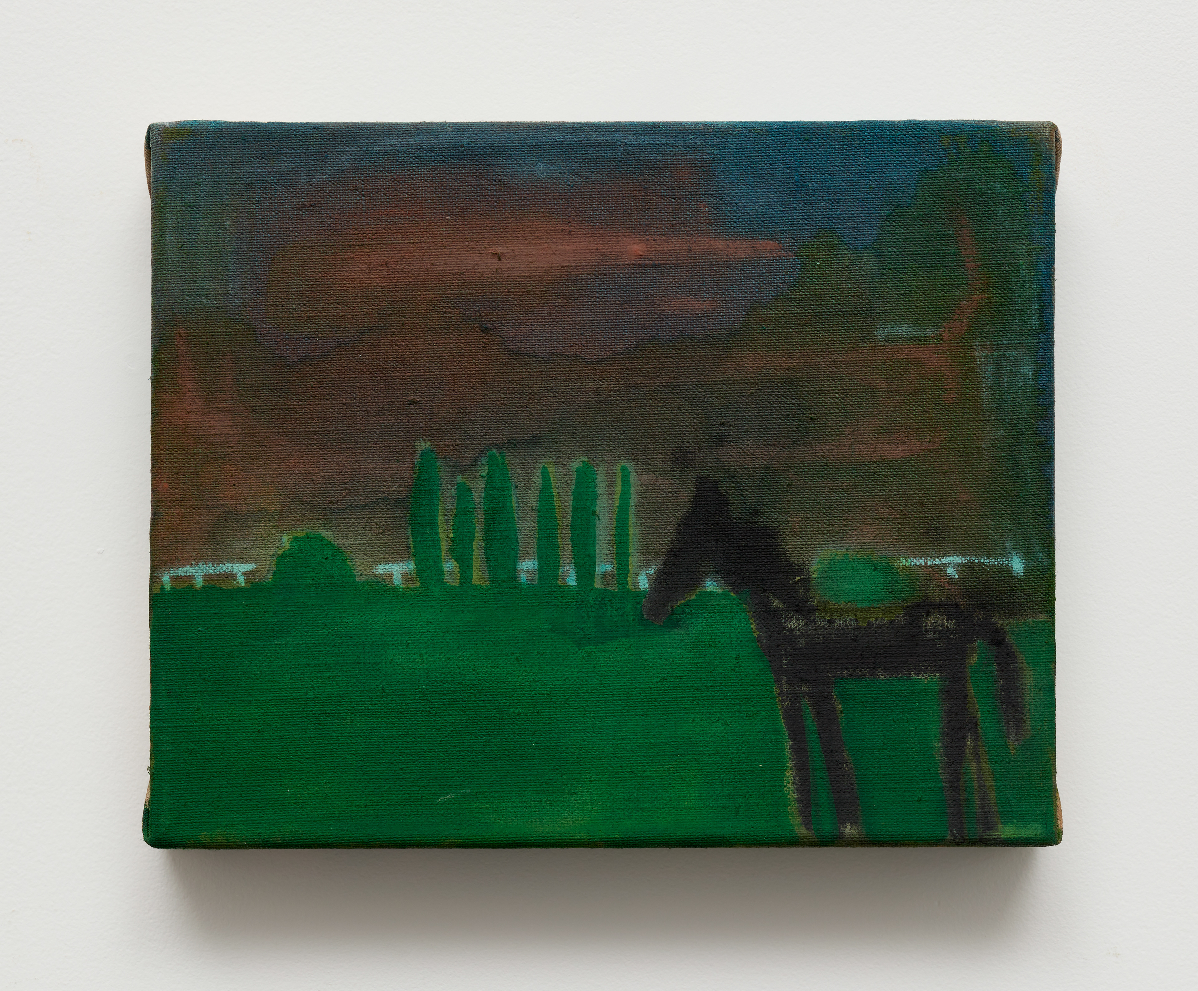 Maxime Testu, Le cheval, 2024, Ink on canvas, charcoal, pigments with arabic gum, 24 x 30 cm
