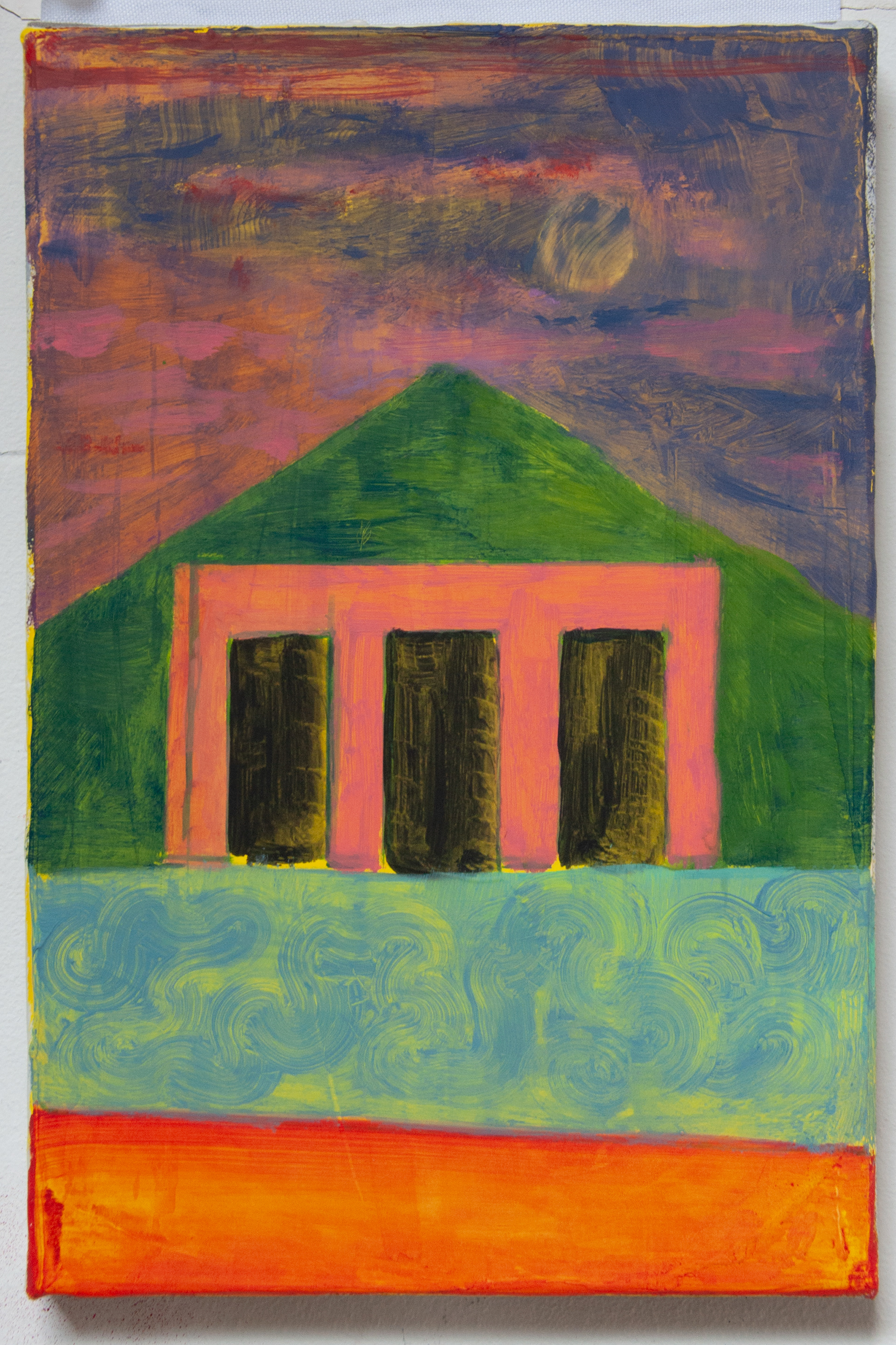 Nicolas Gaume, sans-titre, montagne triangle, 2022, huile sur toile, 24x16 cm