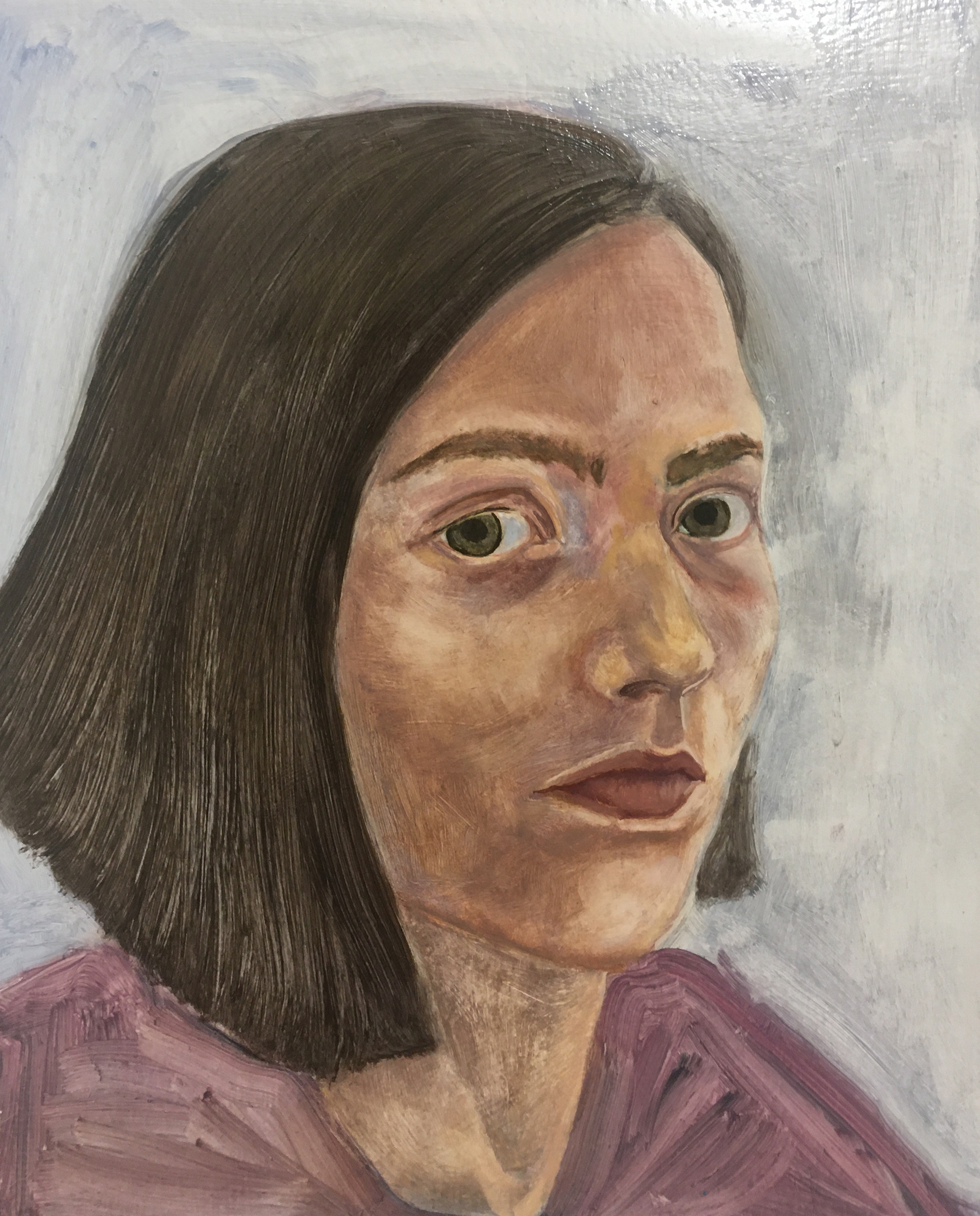 Autoportrait, 2021, huile sur bois 27 x 22 cm