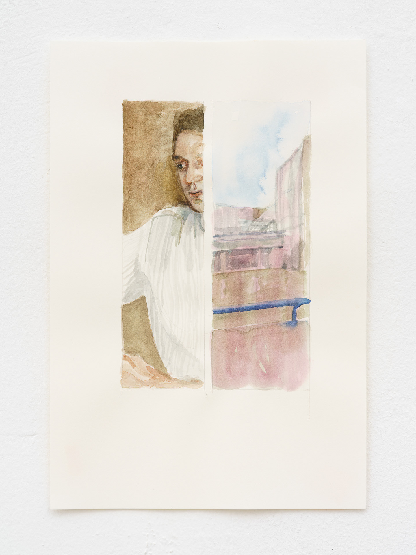 Cécile Lempert, étude pour "Splits and Screens VII", 2025, aquarelle sur papier, 29x21 cm ©Jana Buch