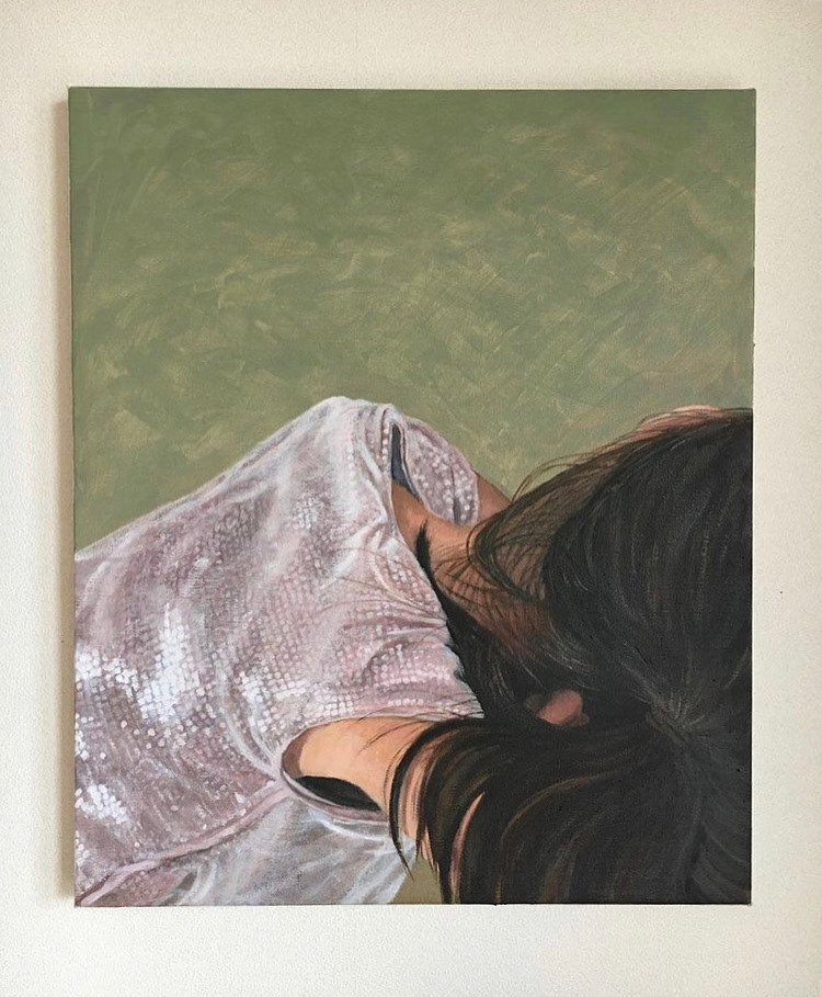 “After the Party” (2020), 45.5x38cm, oil on linen