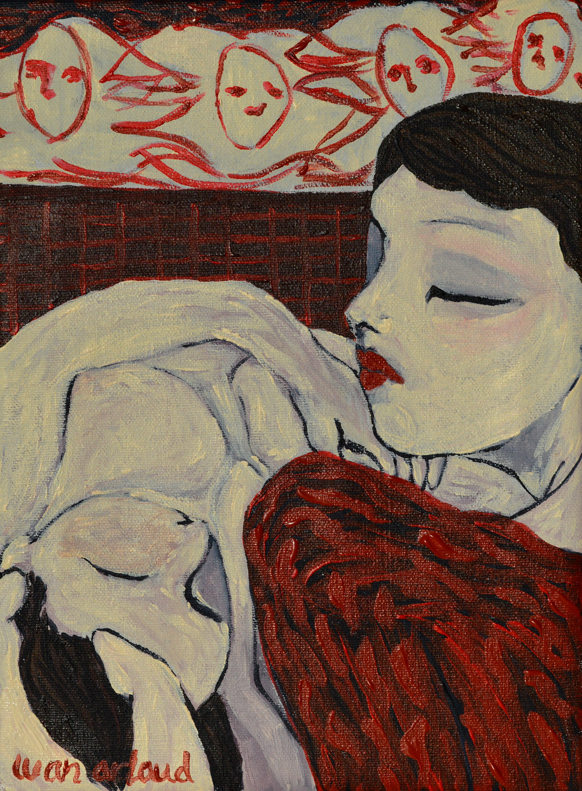 'Le théâtre des morts' Acrylic and graphite on canvas 18x24.5 cm