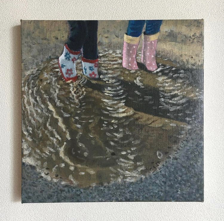 “Puddle” (2020), 22.7x22.7cm, oil on linen