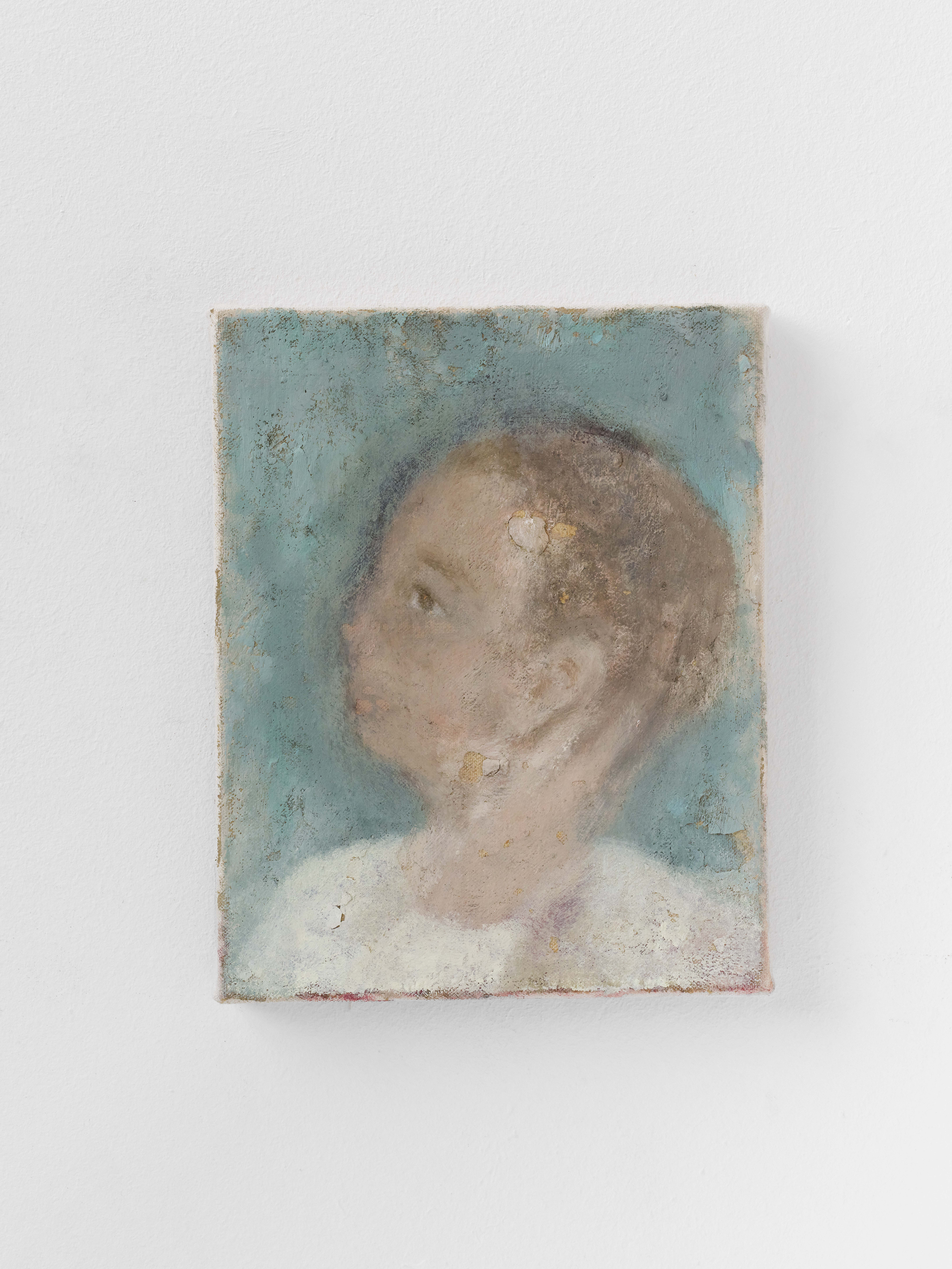 Merve Ceylan, das blaue summen der namenlosen, 2025, oil, pigment and clay ground on canvas, 25 x 20 cm