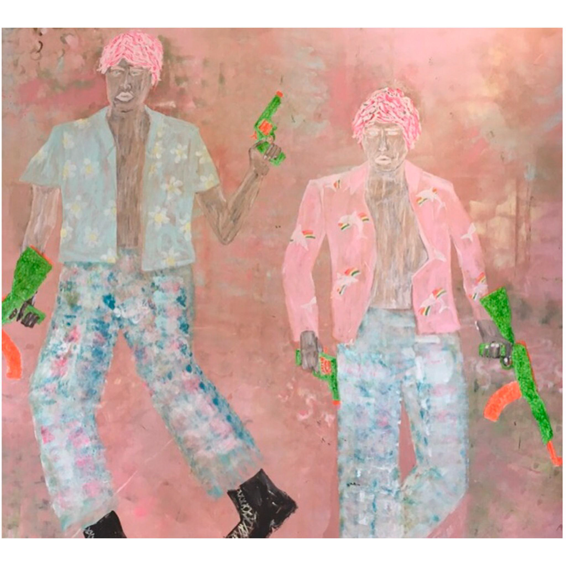 New toys for the boyz, 220x200cm Acrylic, Linen 2020