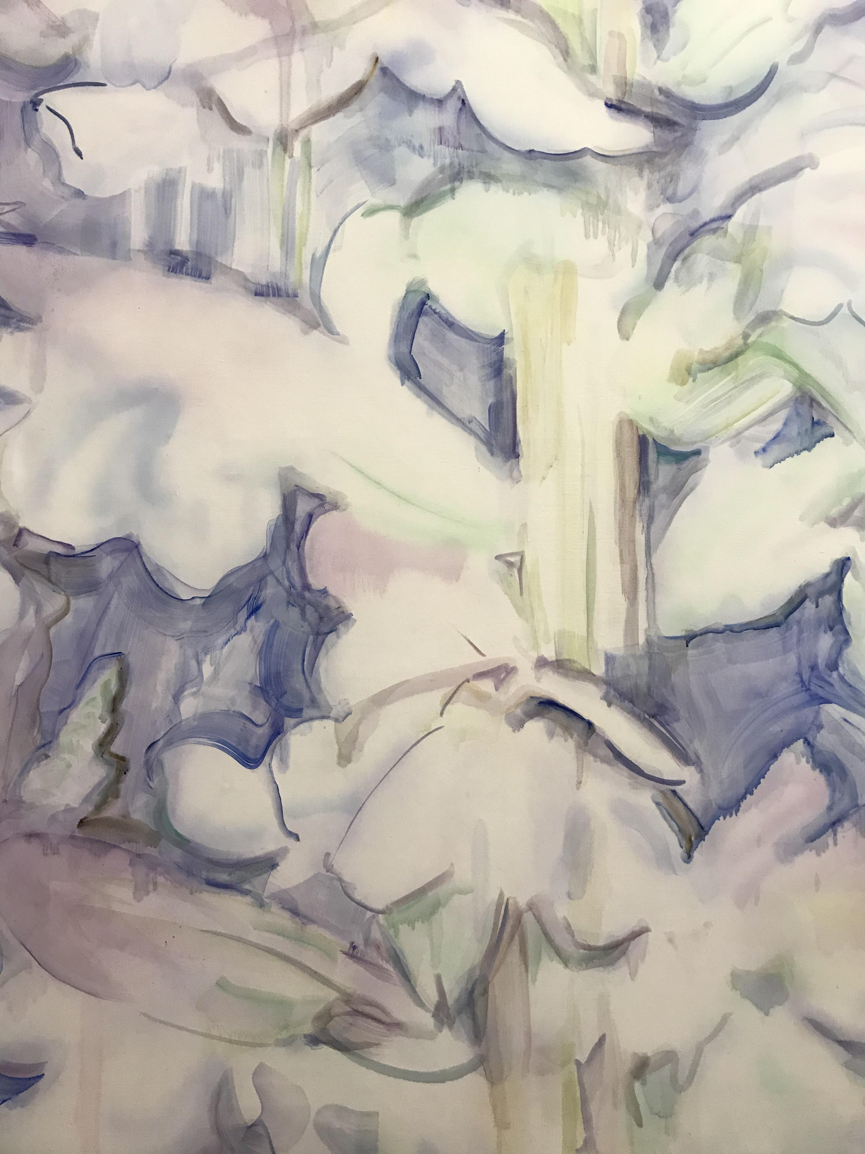 Clémence Mauger, Acanthe la nuit, huile sur toile, 2019. Détail.