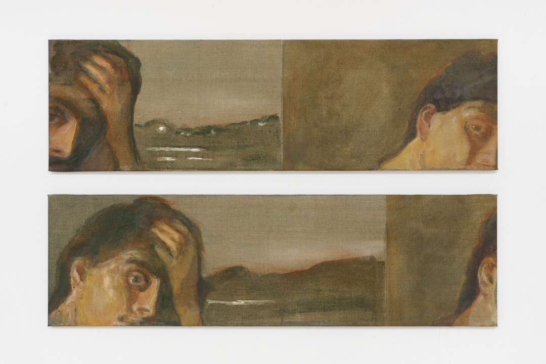 Cécile Lempert, Nachtstück, 2023, distemper on canvas, 2 x 35 x 120 cm