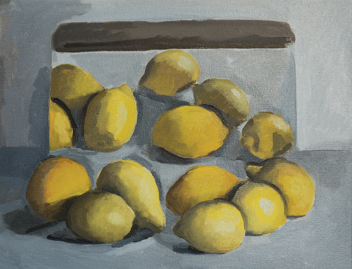Citrons 1, 2019, huile sur toile, 27x35 cm