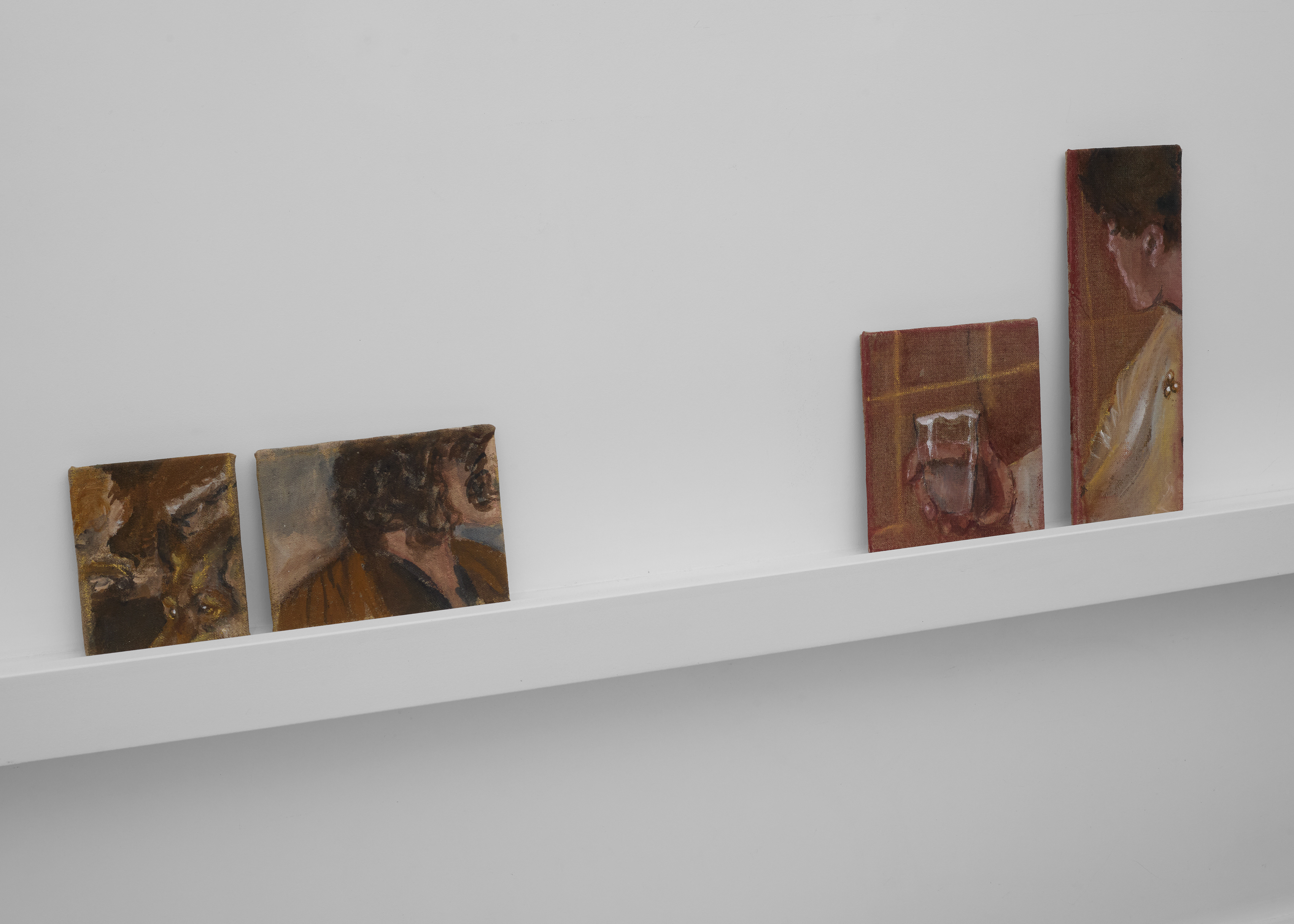 Cécile Lempert, Splits and Screens (VI, IV), 2025, détrempe et pastel sur toile marouflée sur bois ©Albane Durand-Viel