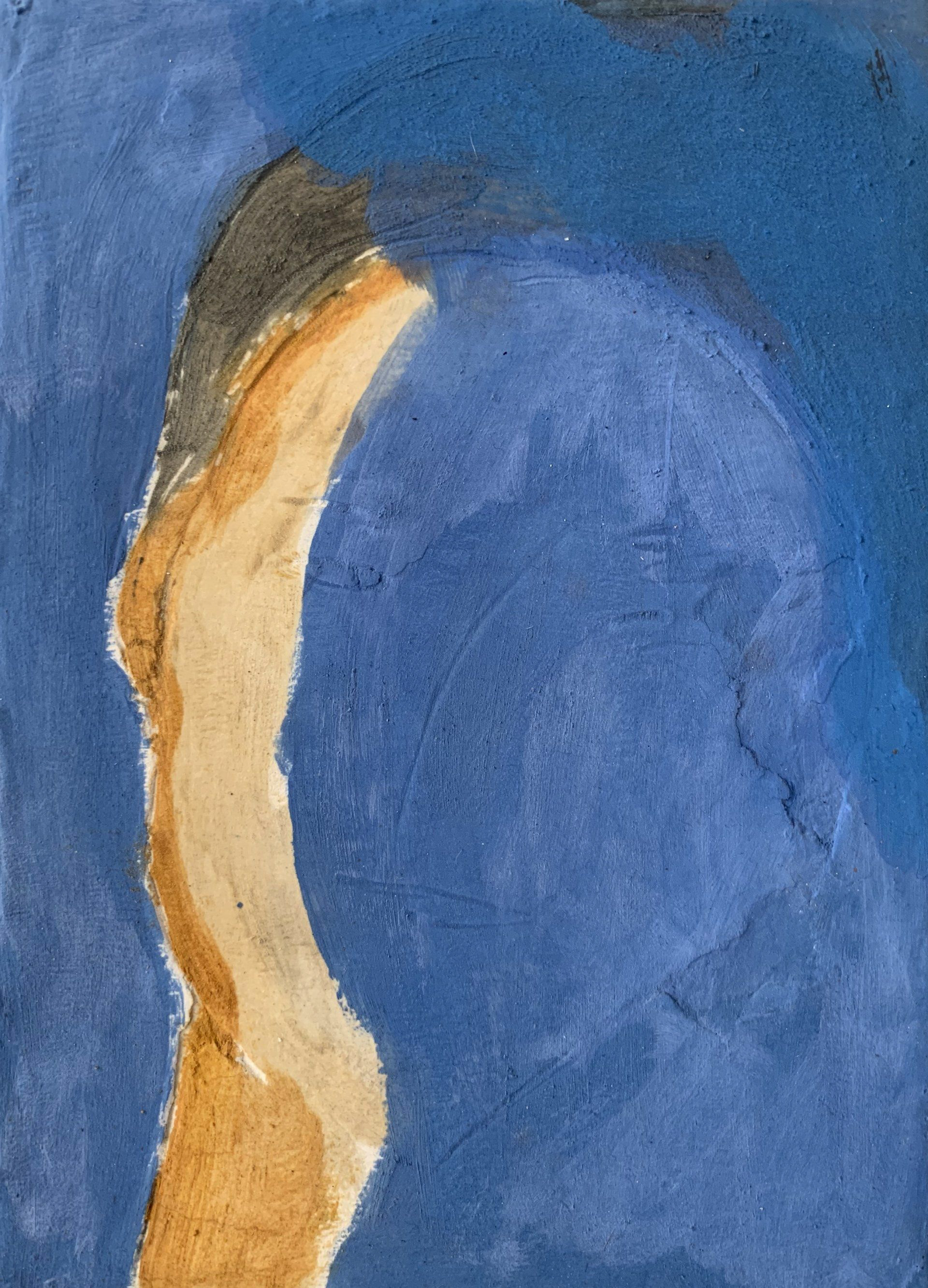 Visage bleu, 2019, 22 x 16 cm, huile sur toile