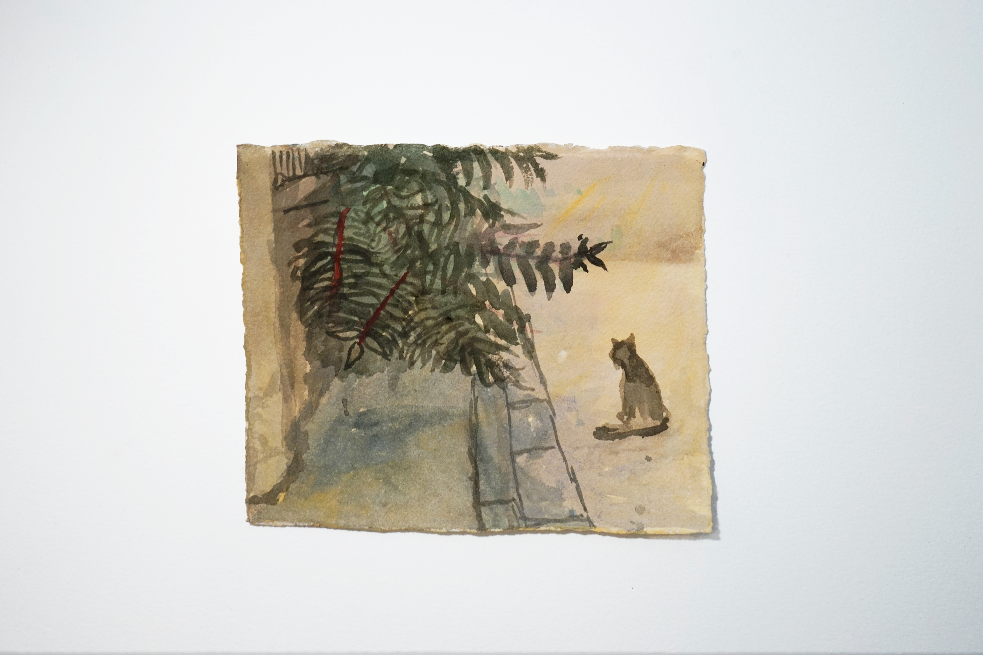 Victor Puš-Perchaud, Drageon d'ailante et l'ami, 2025,  aquarelle sur papier,  18 x 15 cm
