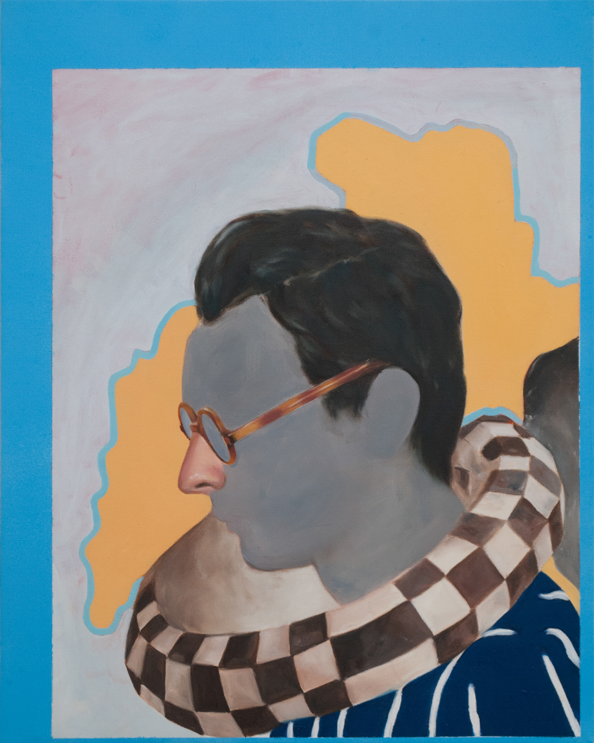 Mazzocchio bleu, 2018-2019, Huile et acrylique en spray sur toile, 41 x 33 cm