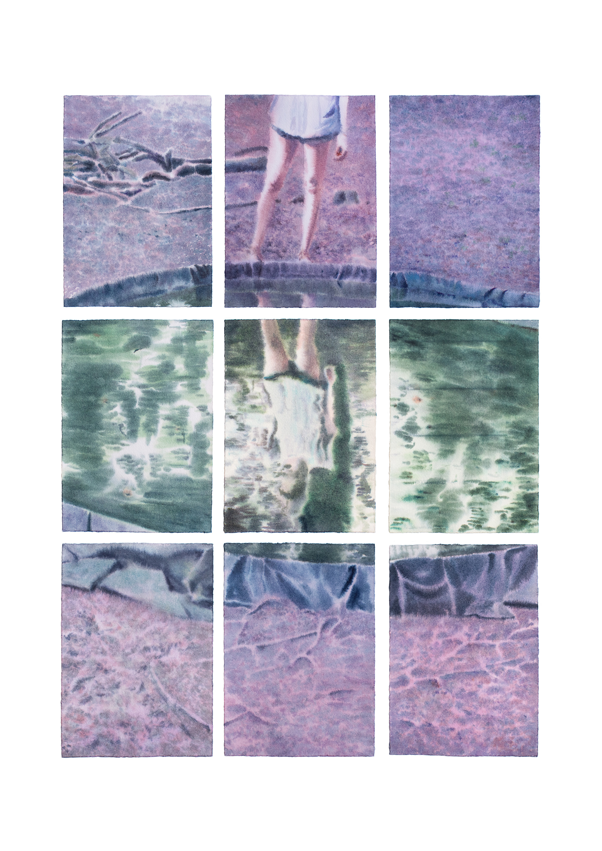 Reflections, 2021, 16x22,5cm x 9, aquarelle sur papier