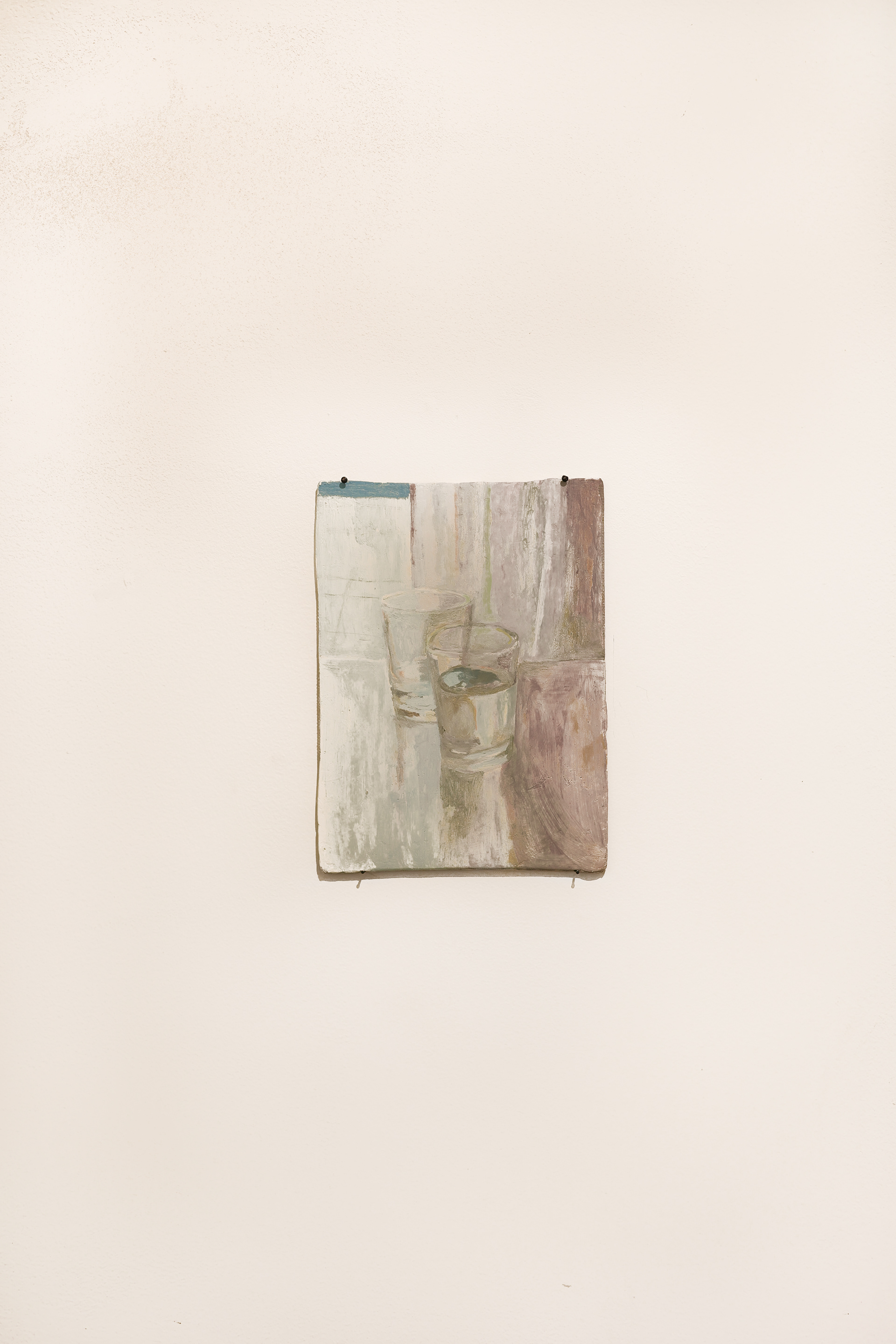 Verres d'eau, 2023
, huile sur carton
24,5 x 18 cm